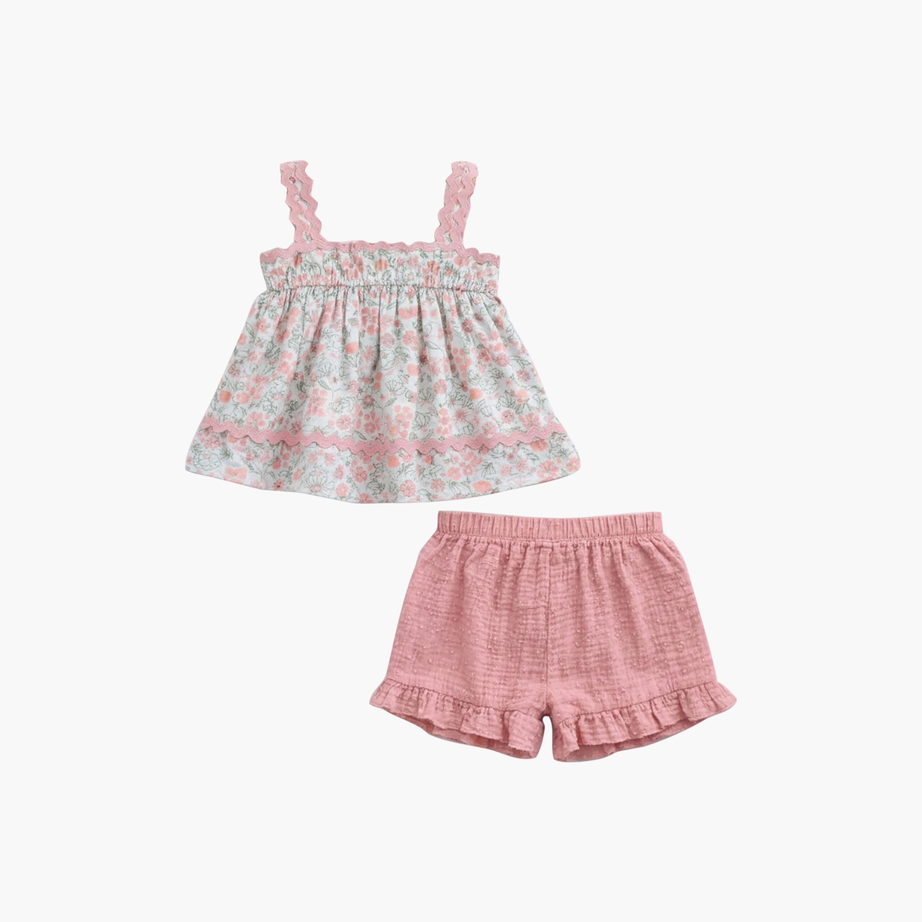 Victor and Jane 4-Piece Floral Top & Ruffle Shorts with Headband & Sunglasses-girls-clothing-setsandcoords-image-3