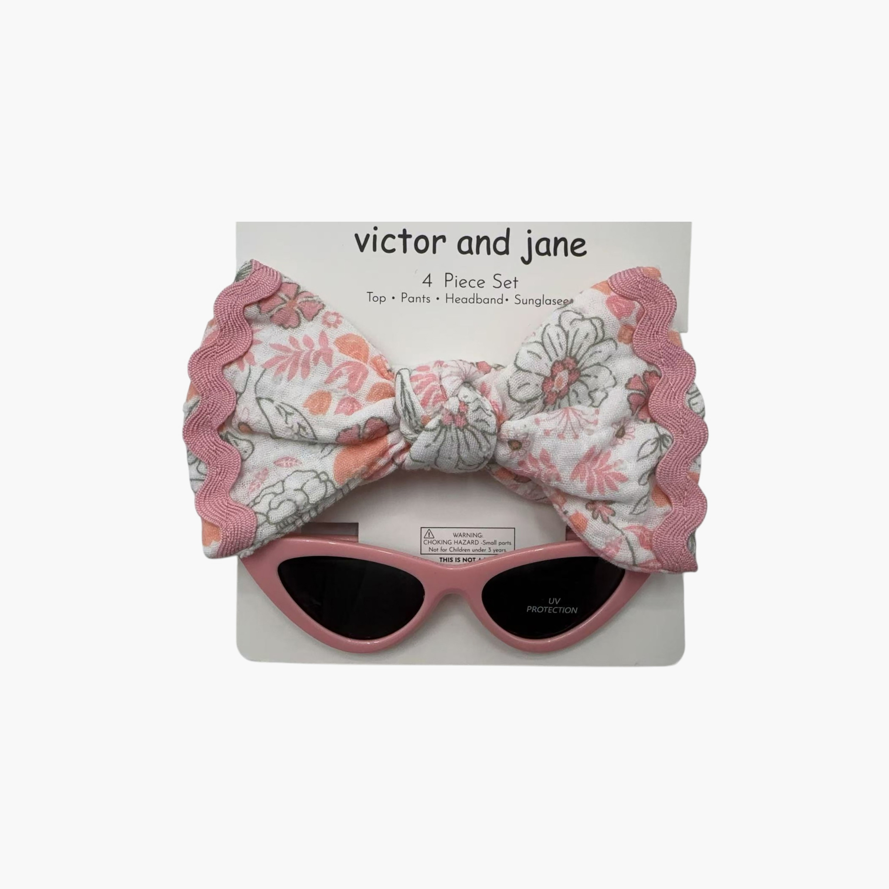 Victor and Jane 4-Piece Floral Top & Ruffle Shorts with Headband & Sunglasses-girls-clothing-setsandcoords-image-4