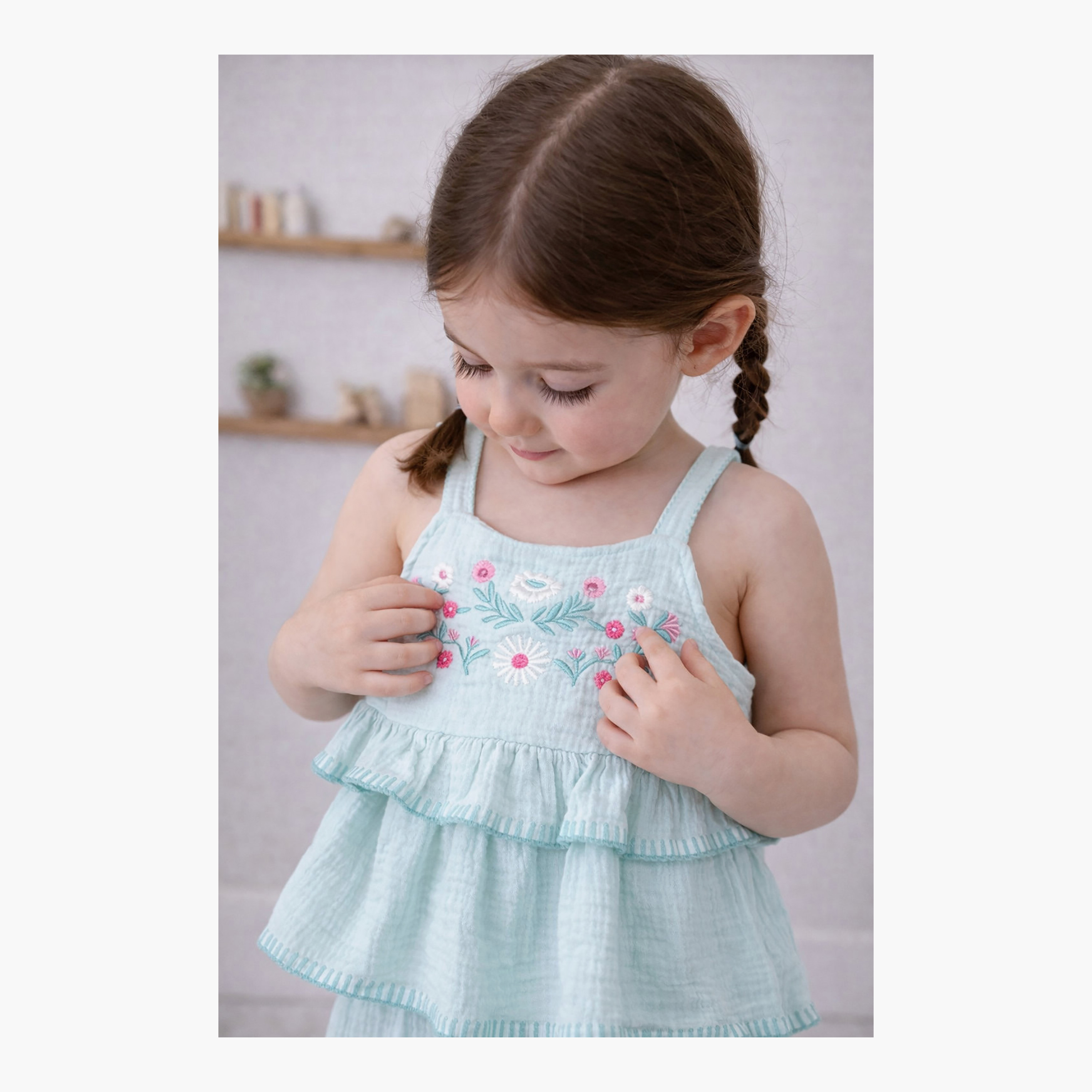 Victor and Jane Flutter Sleeves Top & Ruffle-Hem Shorts with Sunglasses-girls-clothing-setsandcoords-image-3