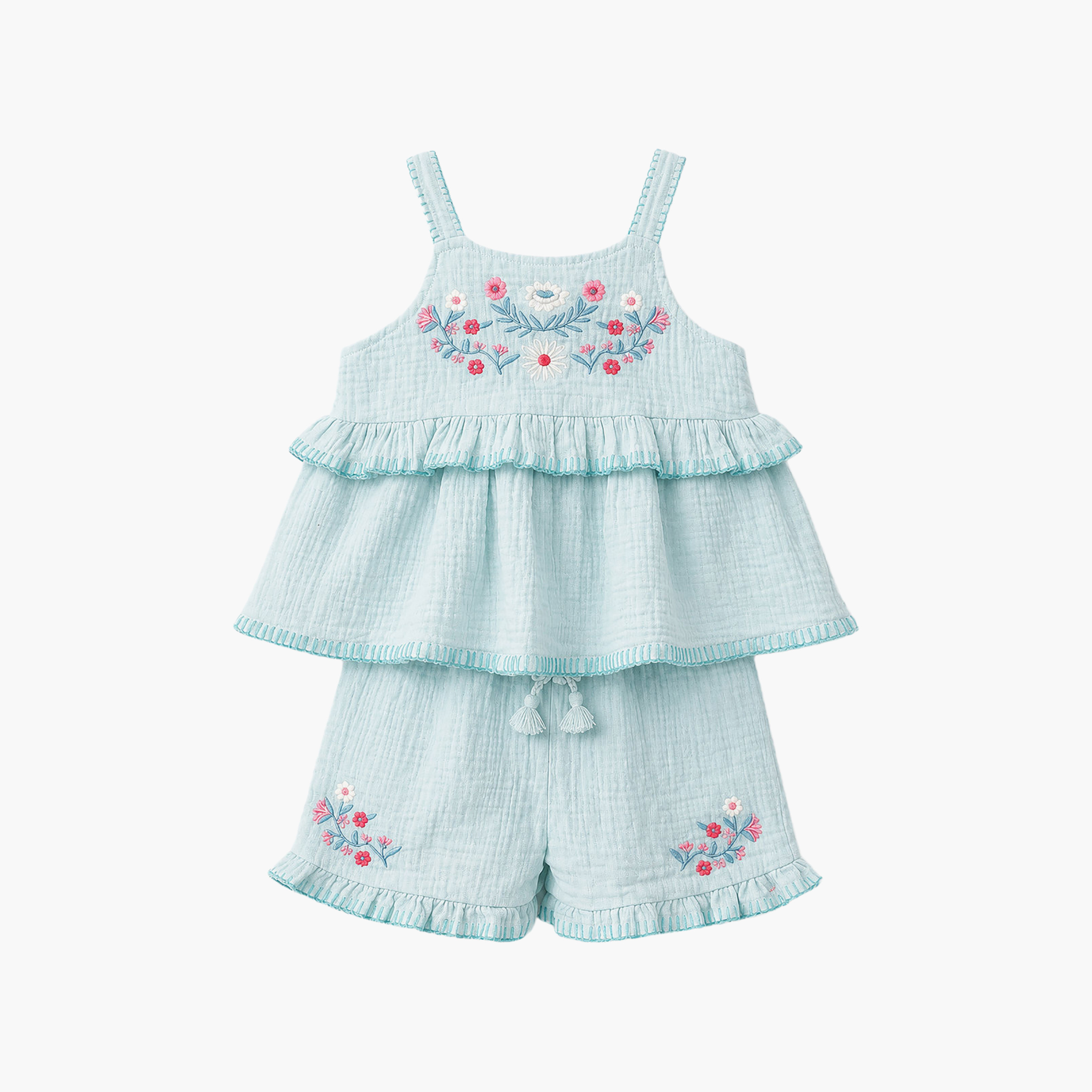 Victor and Jane Flutter Sleeves Top & Ruffle-Hem Shorts with Sunglasses-girls-clothing-setsandcoords-image-5
