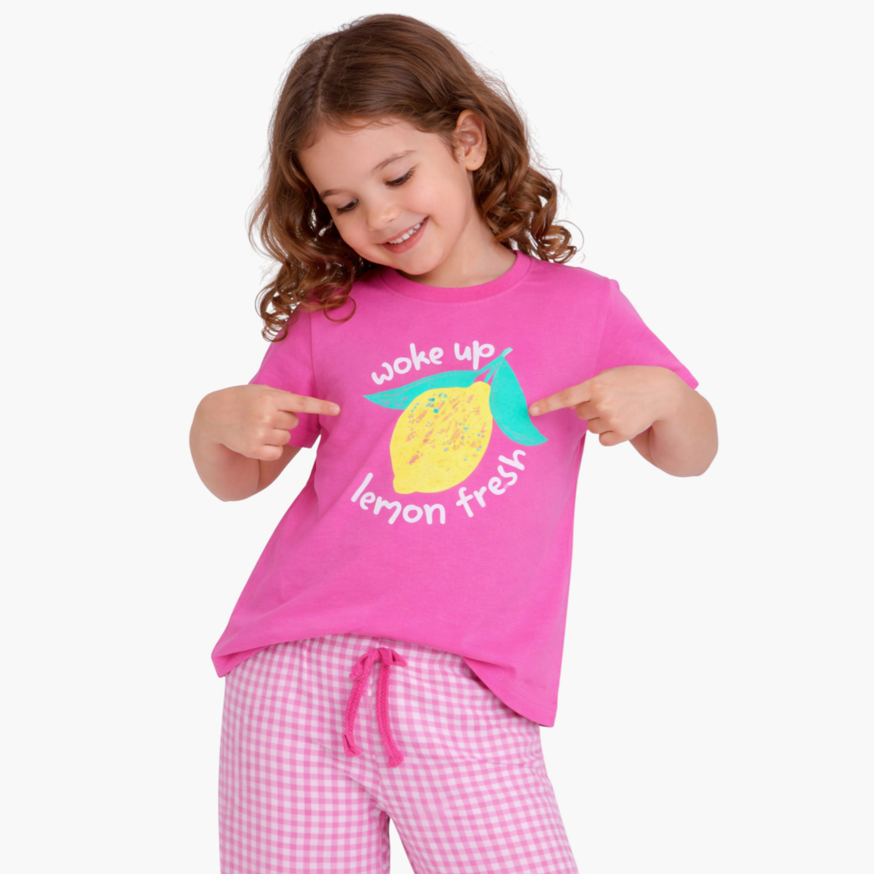 Victor and Jane 2-Piece Printed T-Shirt & Checked Pants Set-girls-clothing-setsandcoords-image-3