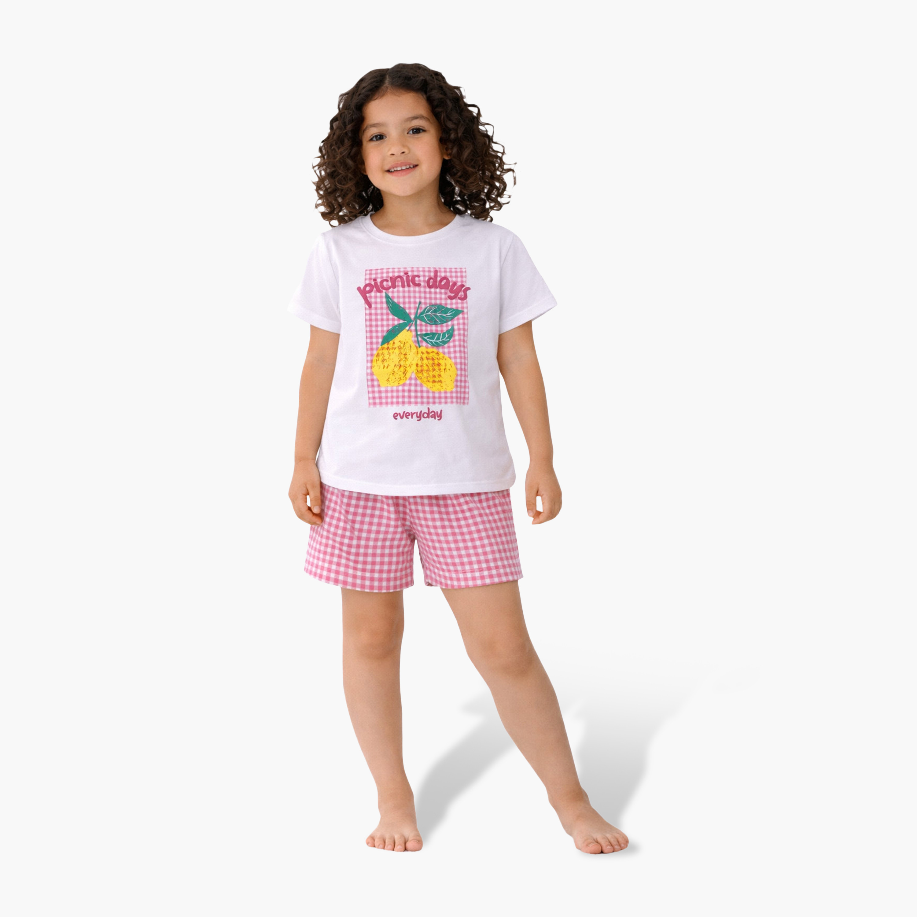 Victor and Jane Picnic Day Graphic T-Shirt & Gingham Shorts Set-girls-clothing-setsandcoords-image-1