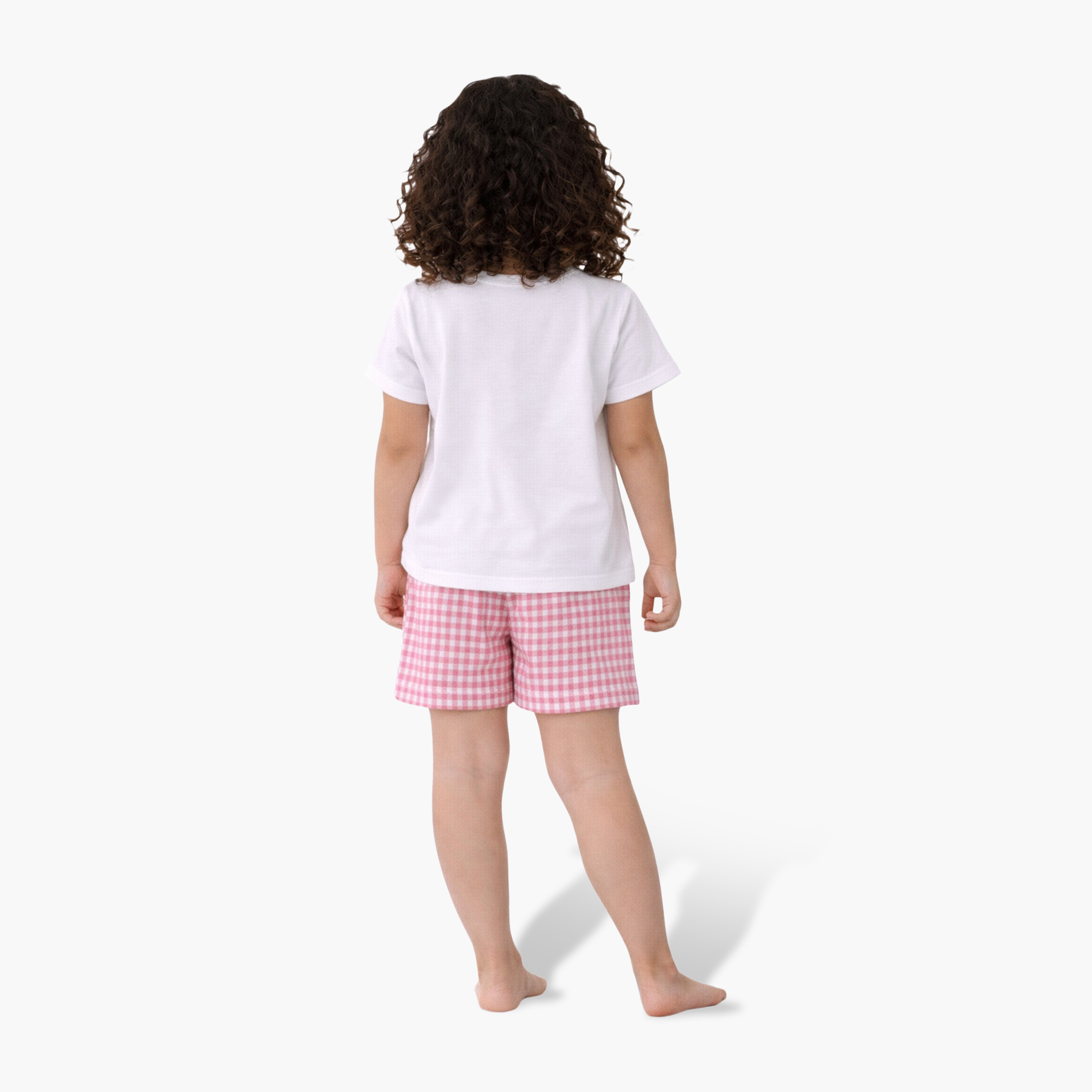 طقم تي شيرت برسومات "يوم النزهة" وشورت مربعات (جينجهام) من فيكتور آند جين-girls-clothing-setsandcoords-image-2
