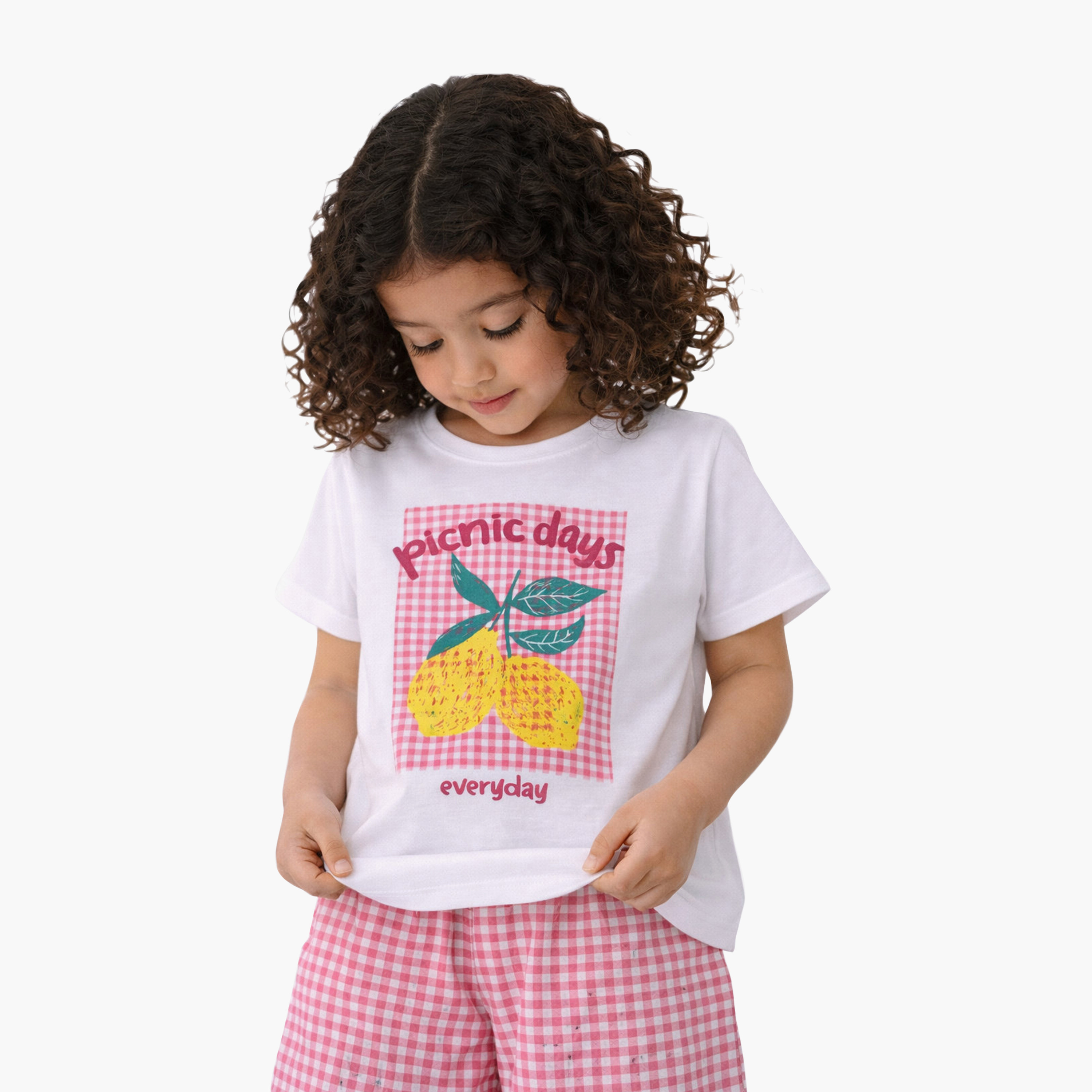 Victor and Jane Picnic Day Graphic T-Shirt & Gingham Shorts Set-girls-clothing-setsandcoords-image-3