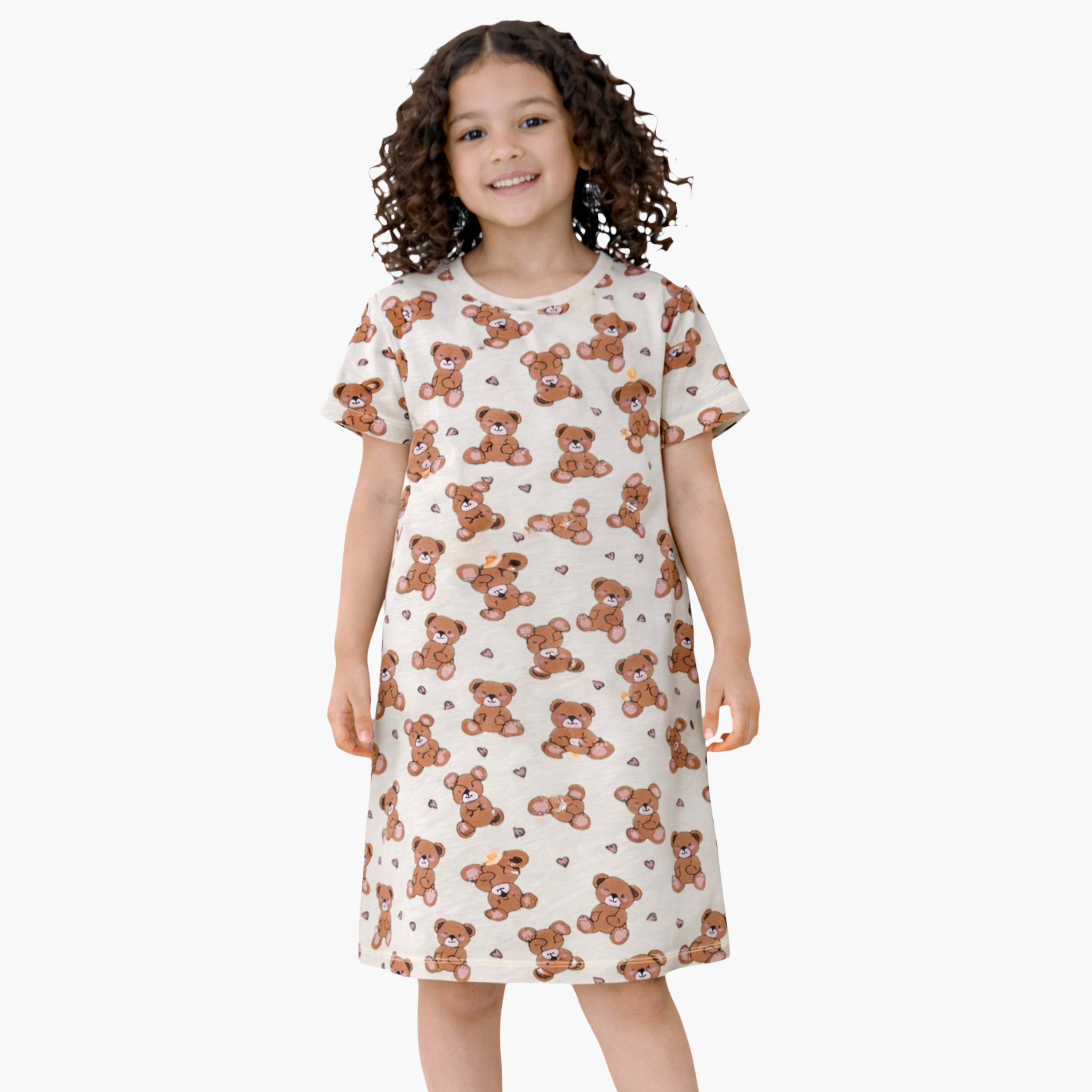 فستان تي شيرت للنوم بطبعة تيدي كاملة من فيكتور آند جين-girls-clothing-dressesandjumpsuits-image-1