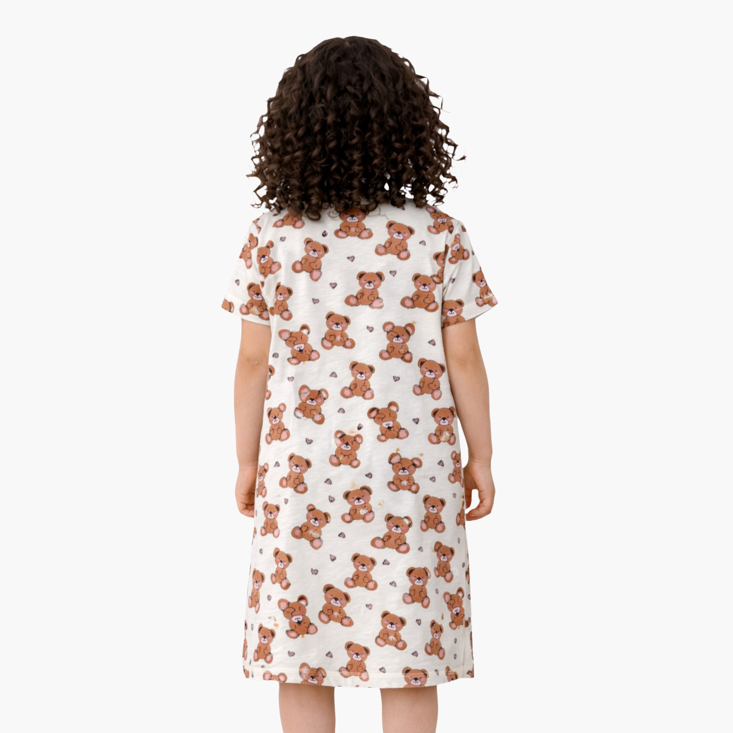 Victor and Jane All-Over Teddy Print Sleep Tee Dress-girls-clothing-dressesandjumpsuits-image-2