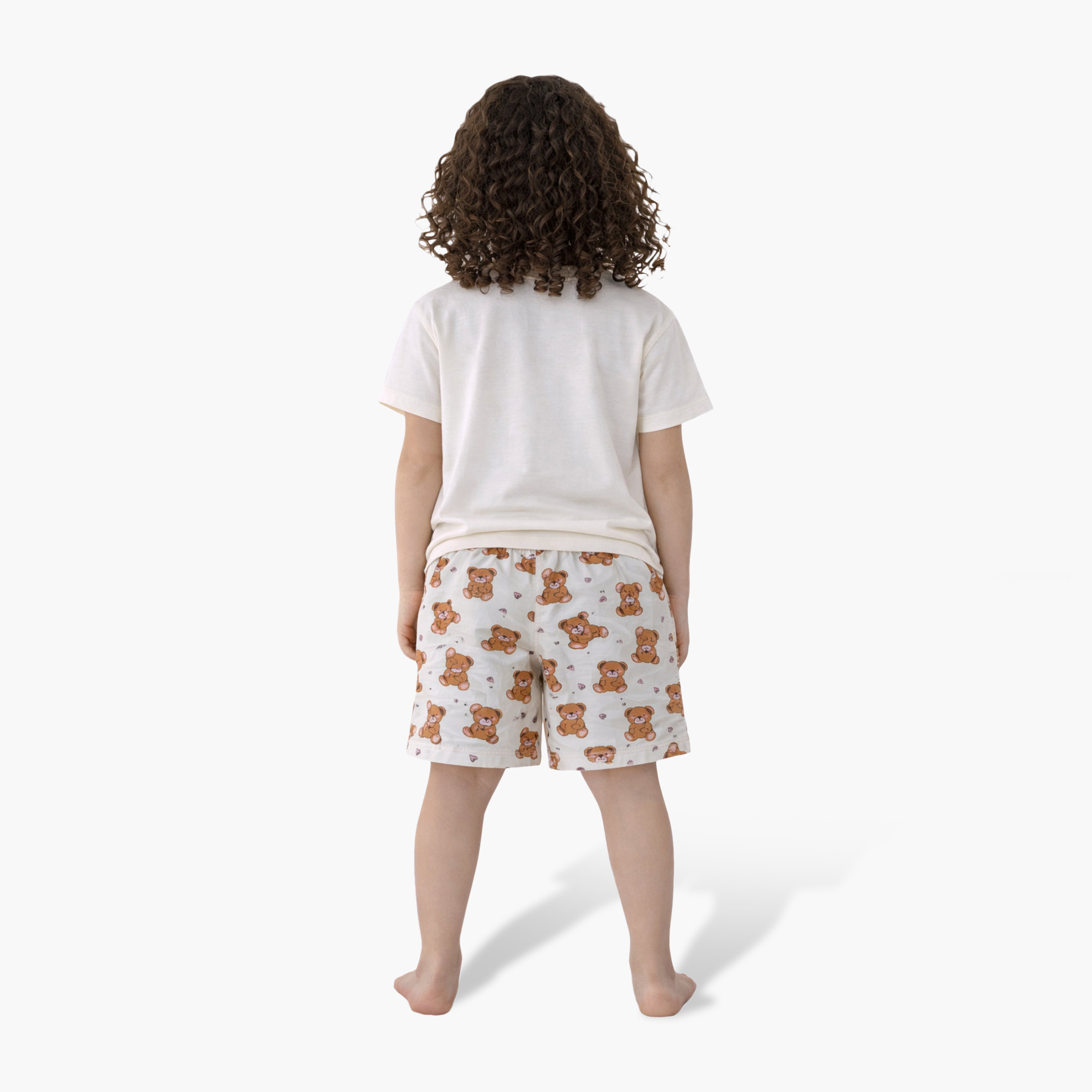 Victor and Jane Teddy Faces Graphic T-Shirt & All-Over Print Shorts Set-girls-clothing-setsandcoords-image-2