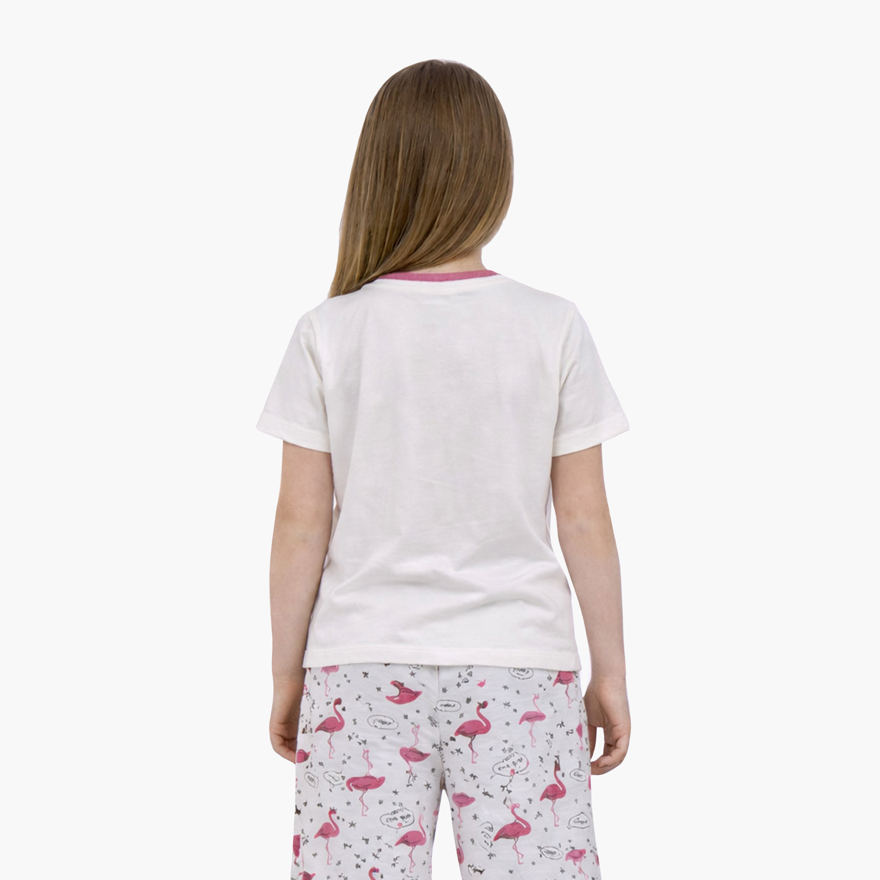 طقم تي شيرت برسومات فلامينغو وبنطلون مطبوع من فيكتور آند جين-girls-clothing-setsandcoords-image-3