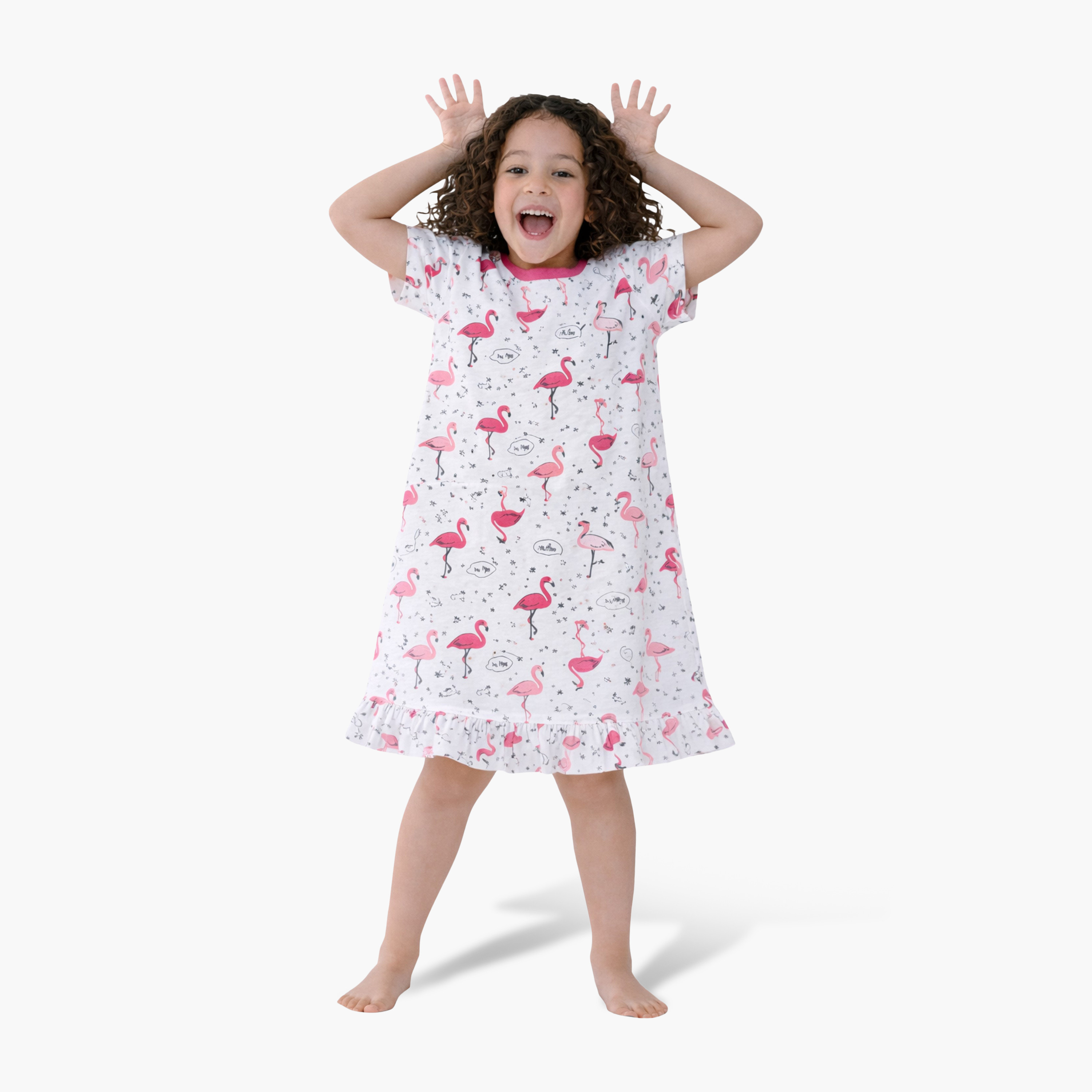 Victor and Jane Flamingo Print Sleep Tee Dress-girls-clothing-dressesandjumpsuits-image-1