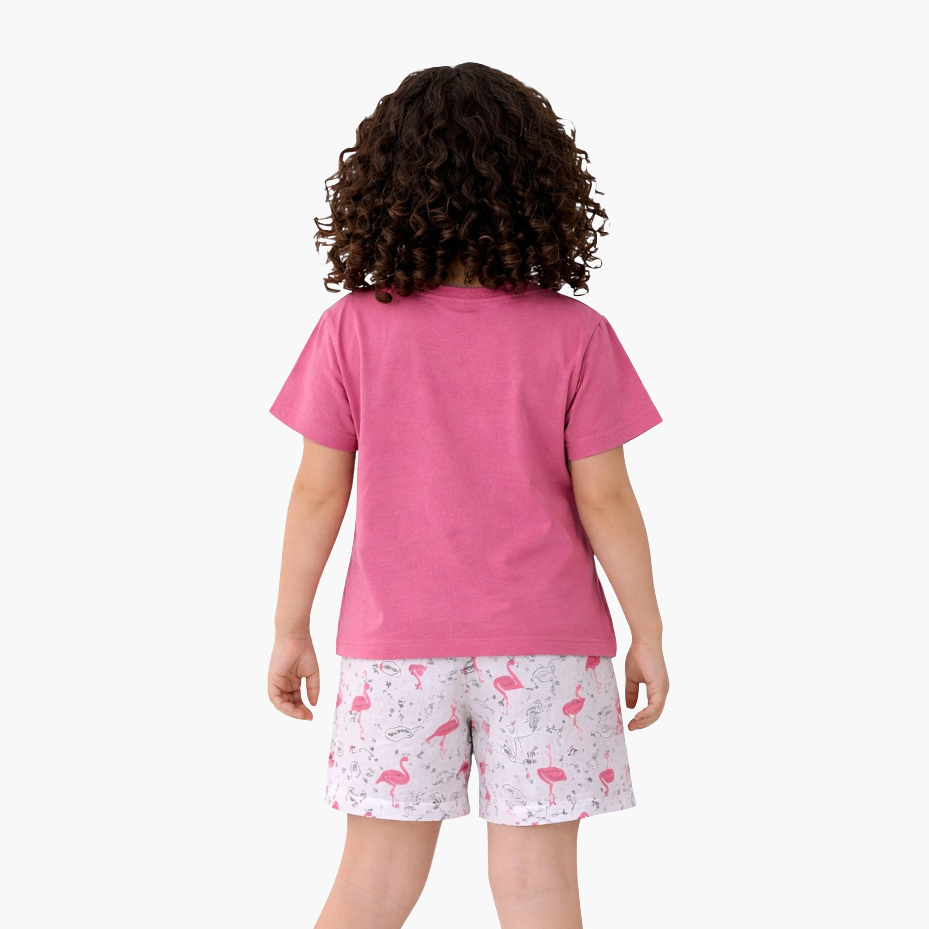 Victor and Jane You Are Loved Printed Flamingo T-Shirt & Printed Shorts Set-girls-clothing-setsandcoords-image-3