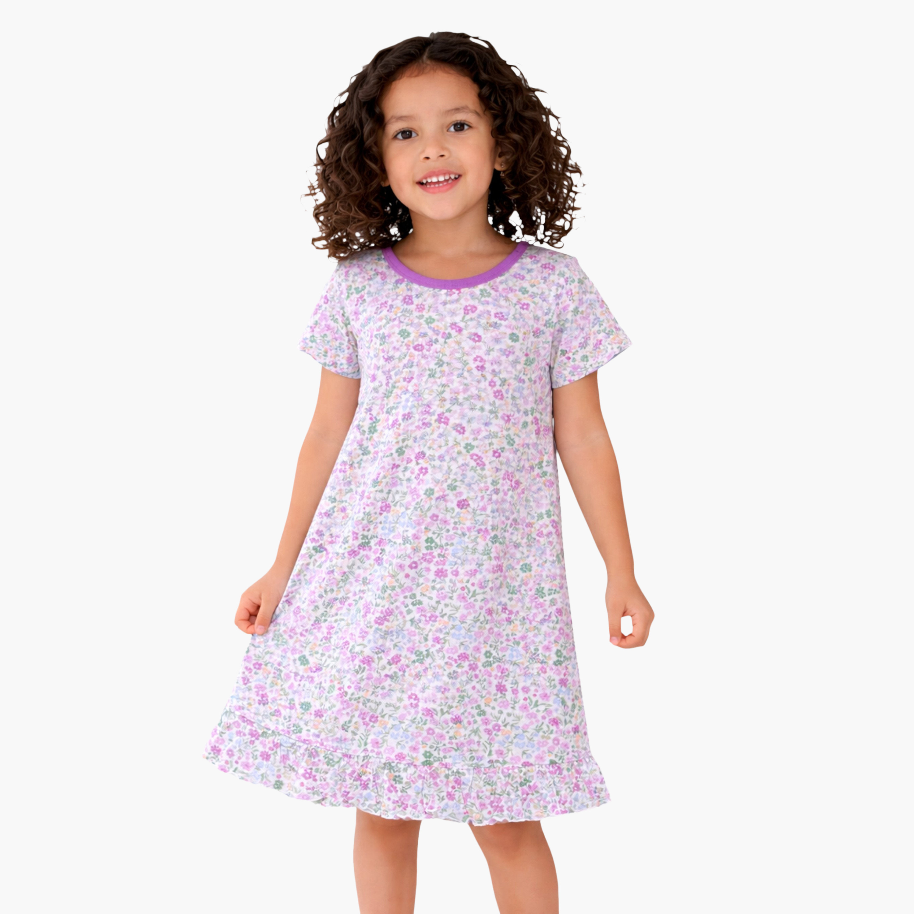 Victor and Jane Floral Print Sleep Tee Dress-girls-clothing-dressesandjumpsuits-image-1