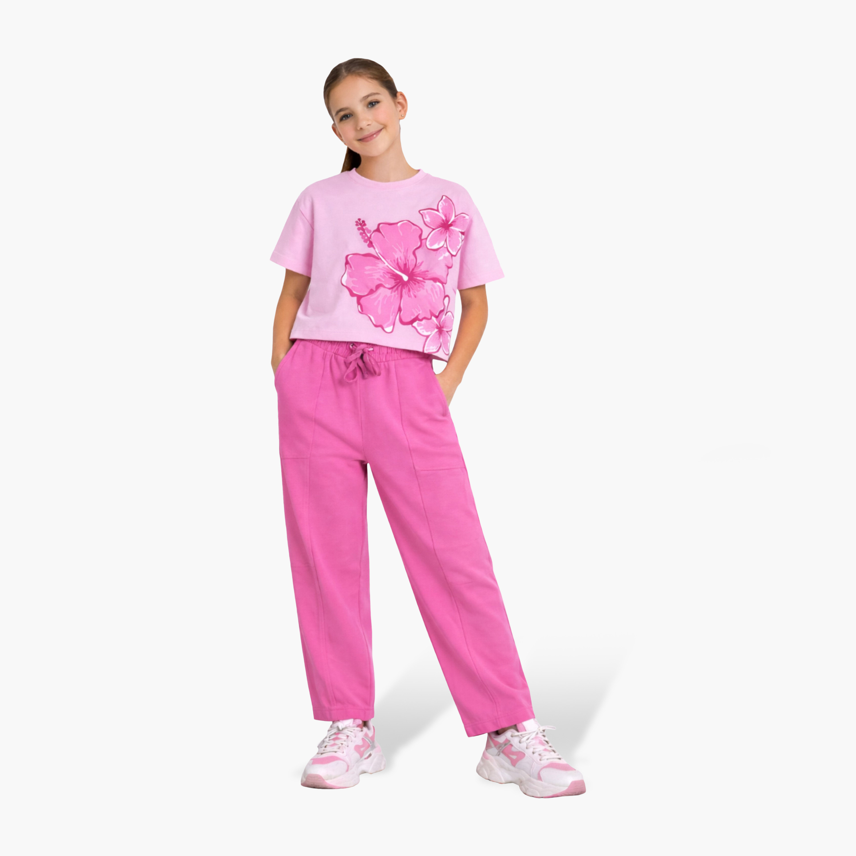 طقم بلوزة بطبعة زهور وبنطلون من فيكتور آند جين-girls-clothing-setsandcoords-image-1