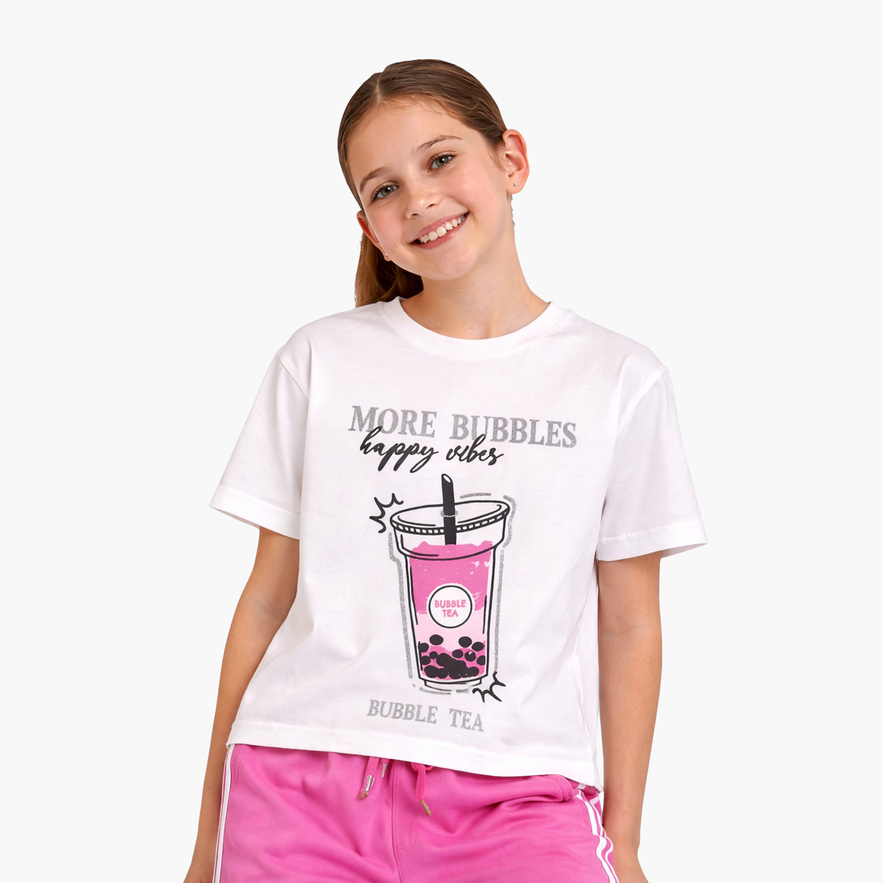 Victor and Jane Bubble Tea Print T-Shirt & Pants Set-girls-clothing-setsandcoords-image-3