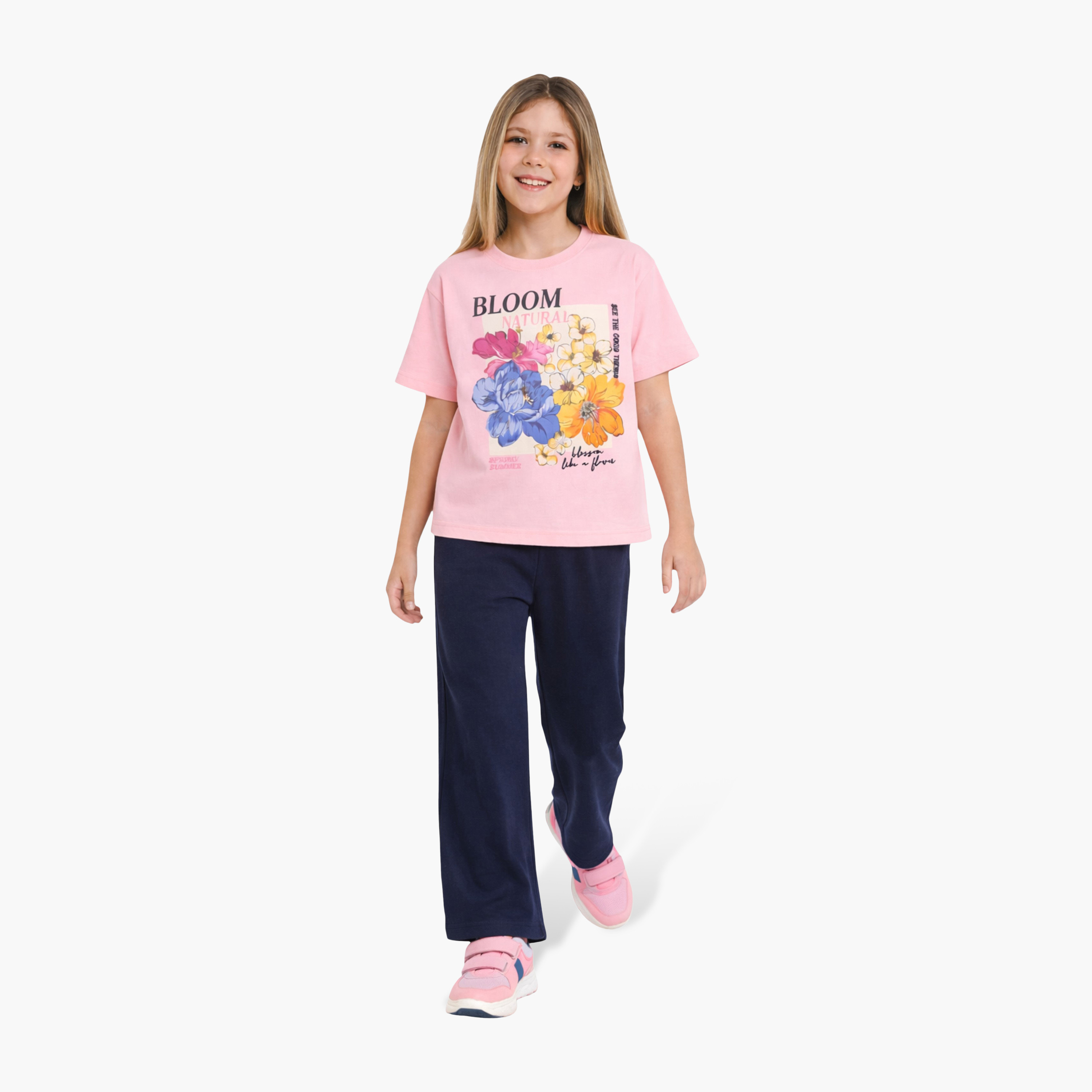 Victor and Jane Floral Print T-Shirt & Pants Set-girls-clothing-setsandcoords-image-1