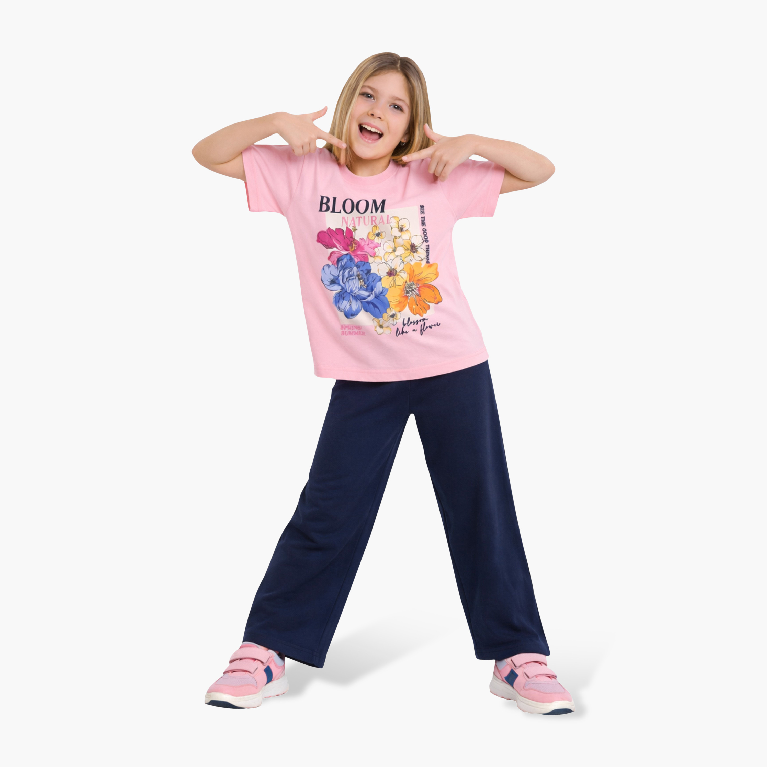 طقم تي شيرت بطبعة زهور وبنطلون من فيكتور آند جين-girls-clothing-setsandcoords-image-3