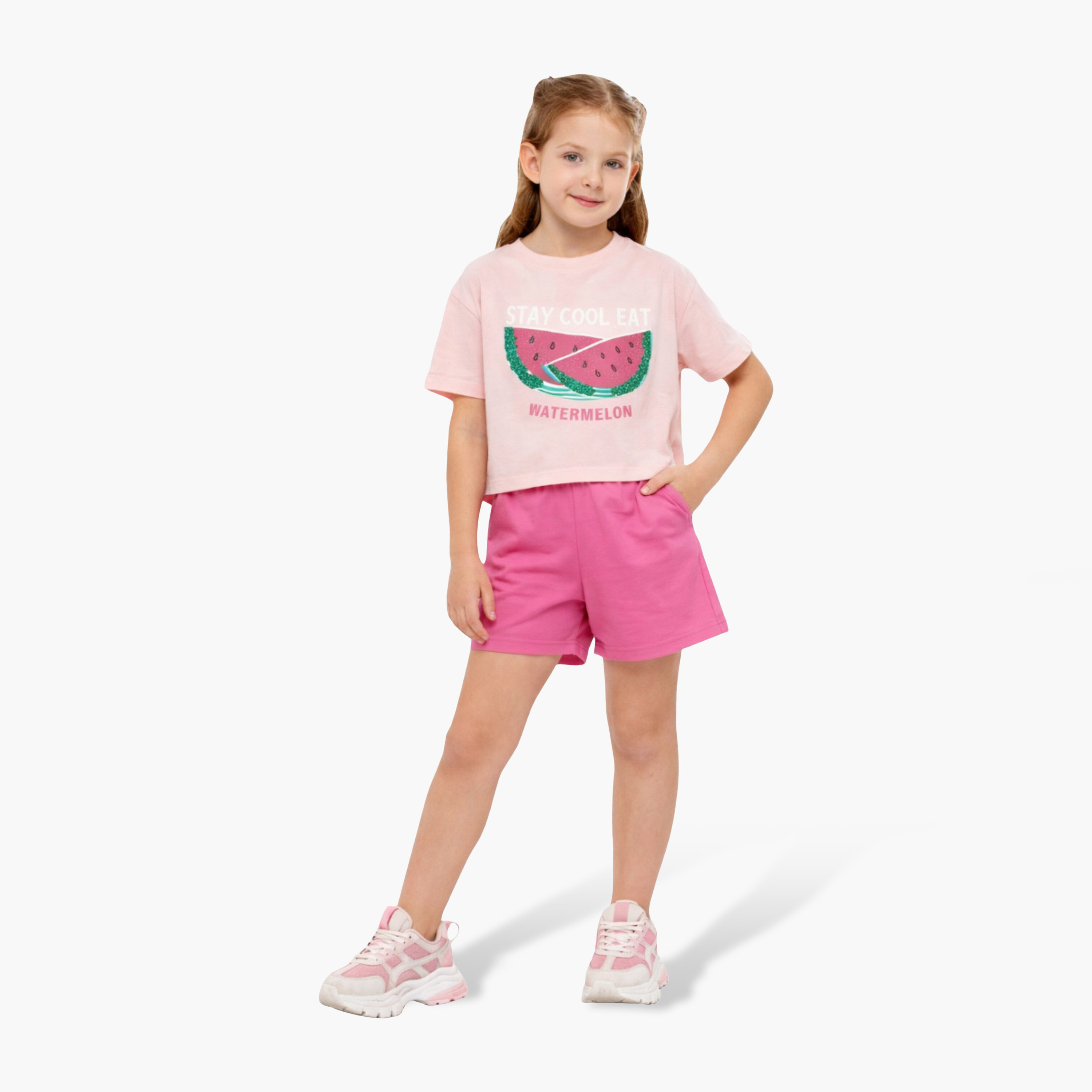 Victor and Jane Watermelon Printed T-Shirt & Shorts Set-girls-clothing-setsandcoords-image-1