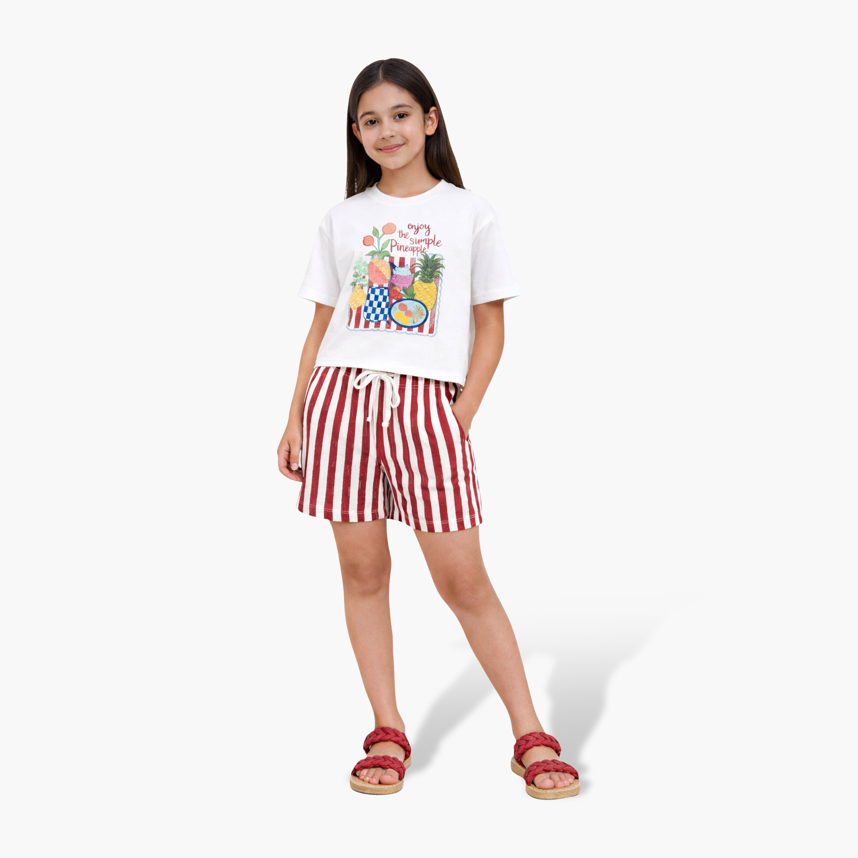 Victor and Jane Graphic Printed T-Shirt & Striped Shorts Set-girls-clothing-setsandcoords-image-1