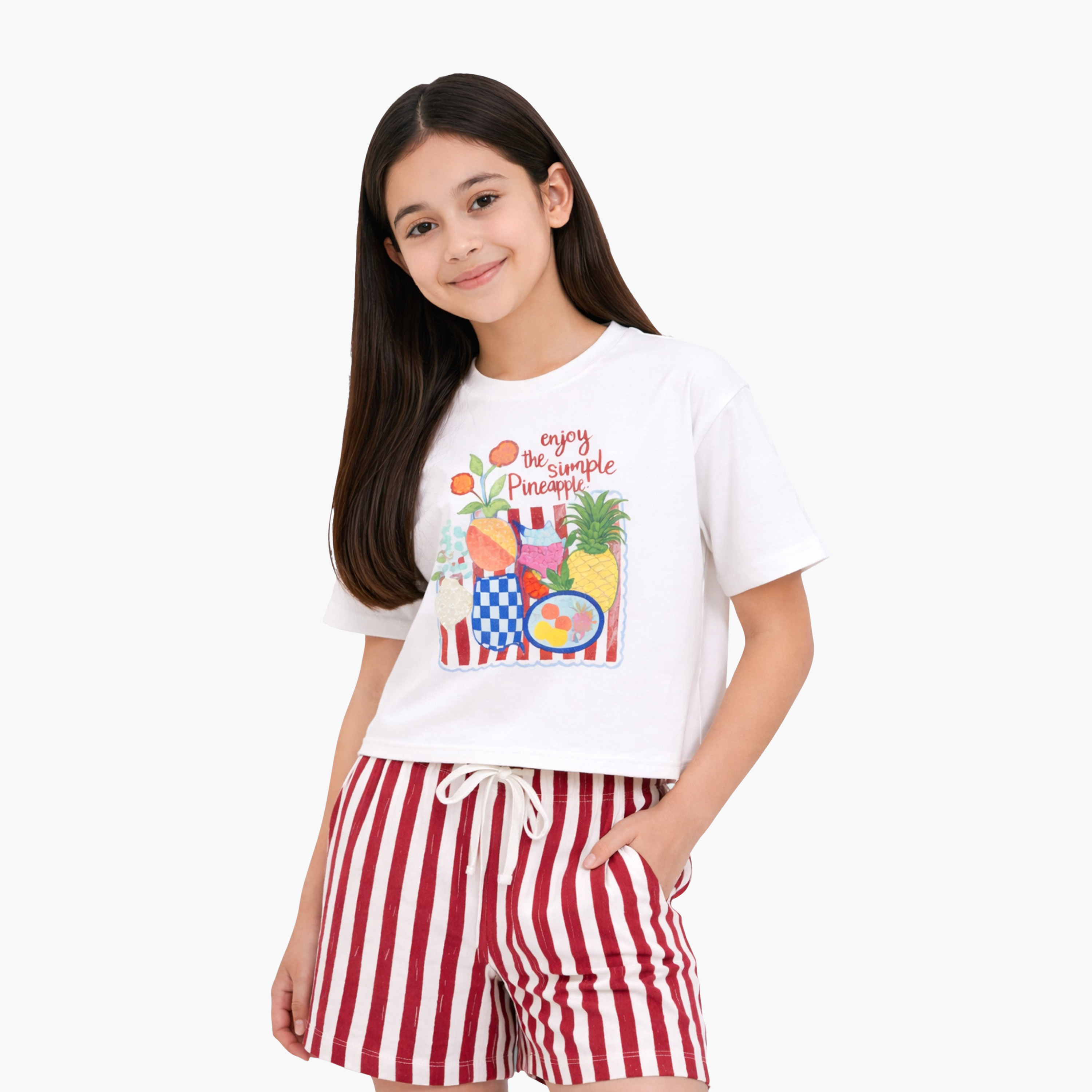 Victor and Jane Graphic Printed T-Shirt & Striped Shorts Set-girls-clothing-setsandcoords-image-3
