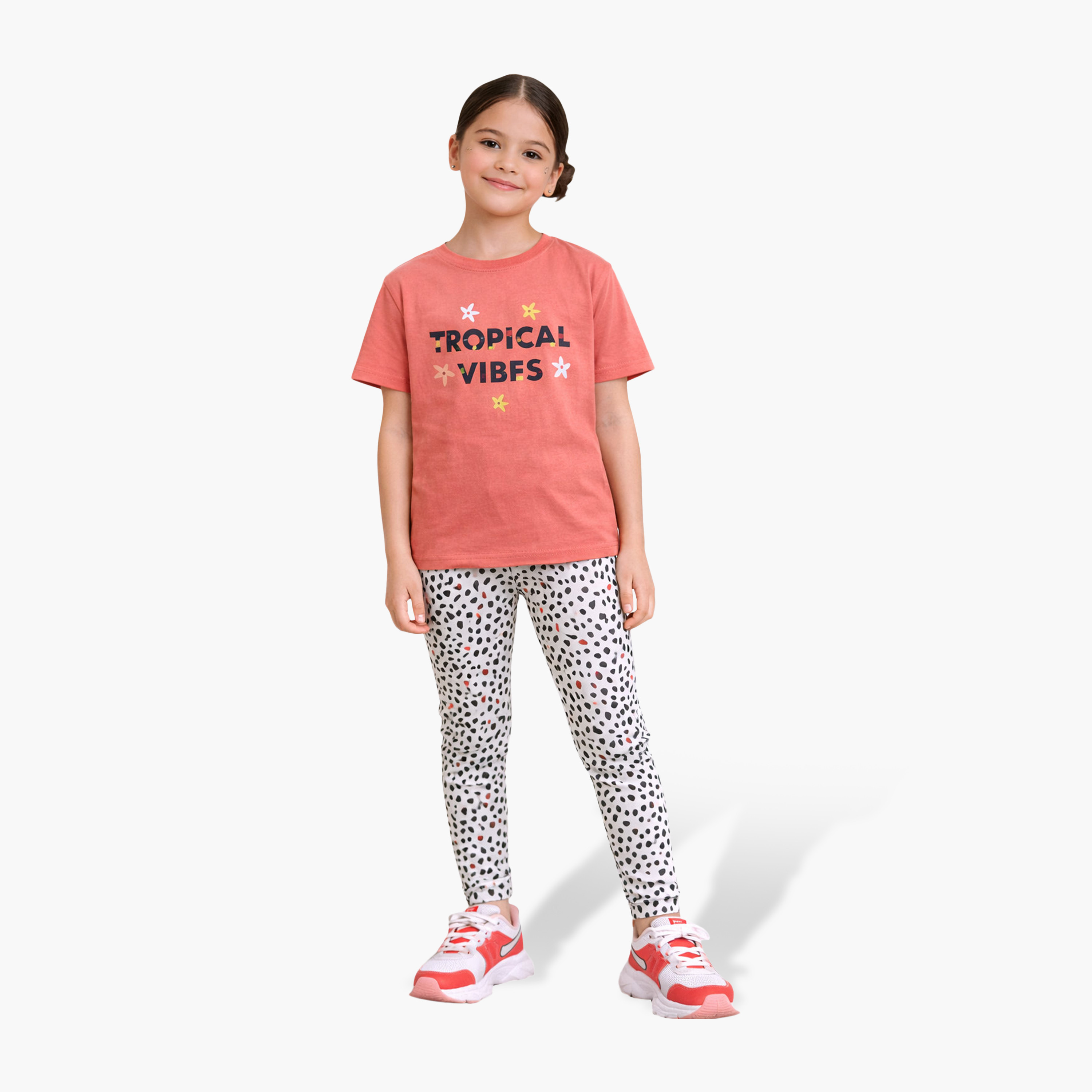 Victor and Jane 2-Piece Printed Short Sleeves T-Shirt with 2-Piece Leggings Set-girls-clothing-setsandcoords-image-2