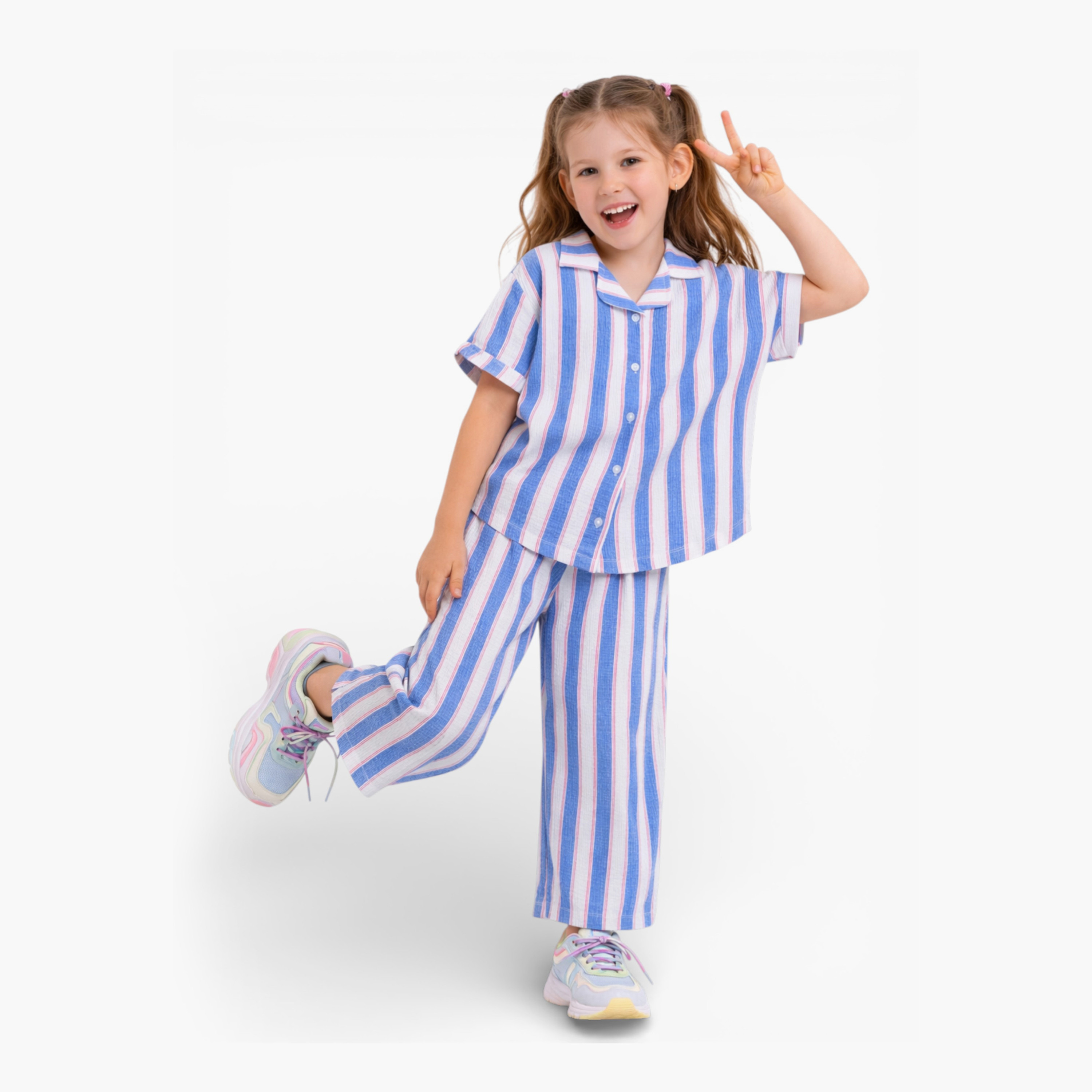 Victor and Jane Striped Shirt & Wide Leg Pants Set-girls-clothing-setsandcoords-image-1