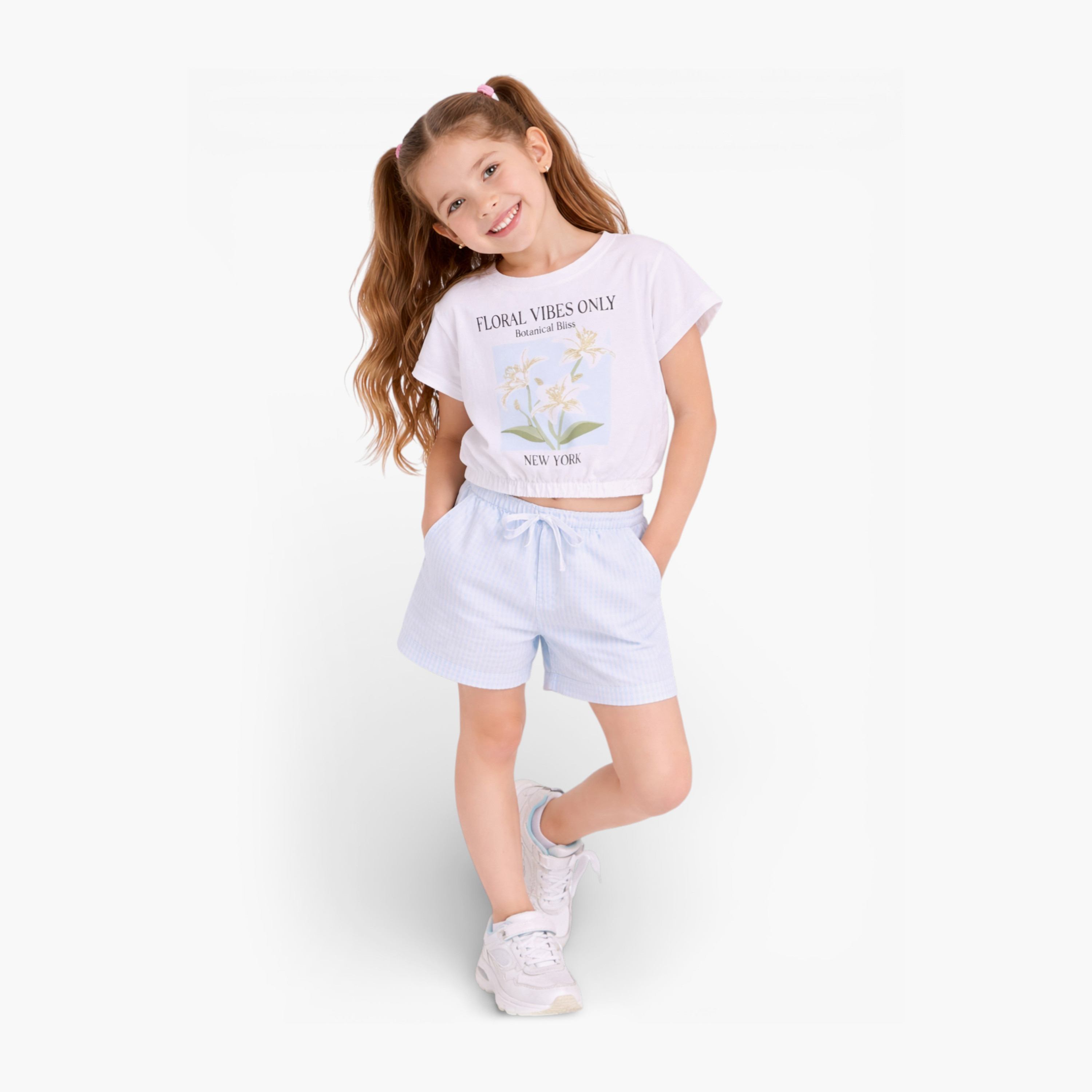Victor and Jane Floral Graphic Boxy Tee & Stripe Shorts Set-girls-clothing-setsandcoords-image-1