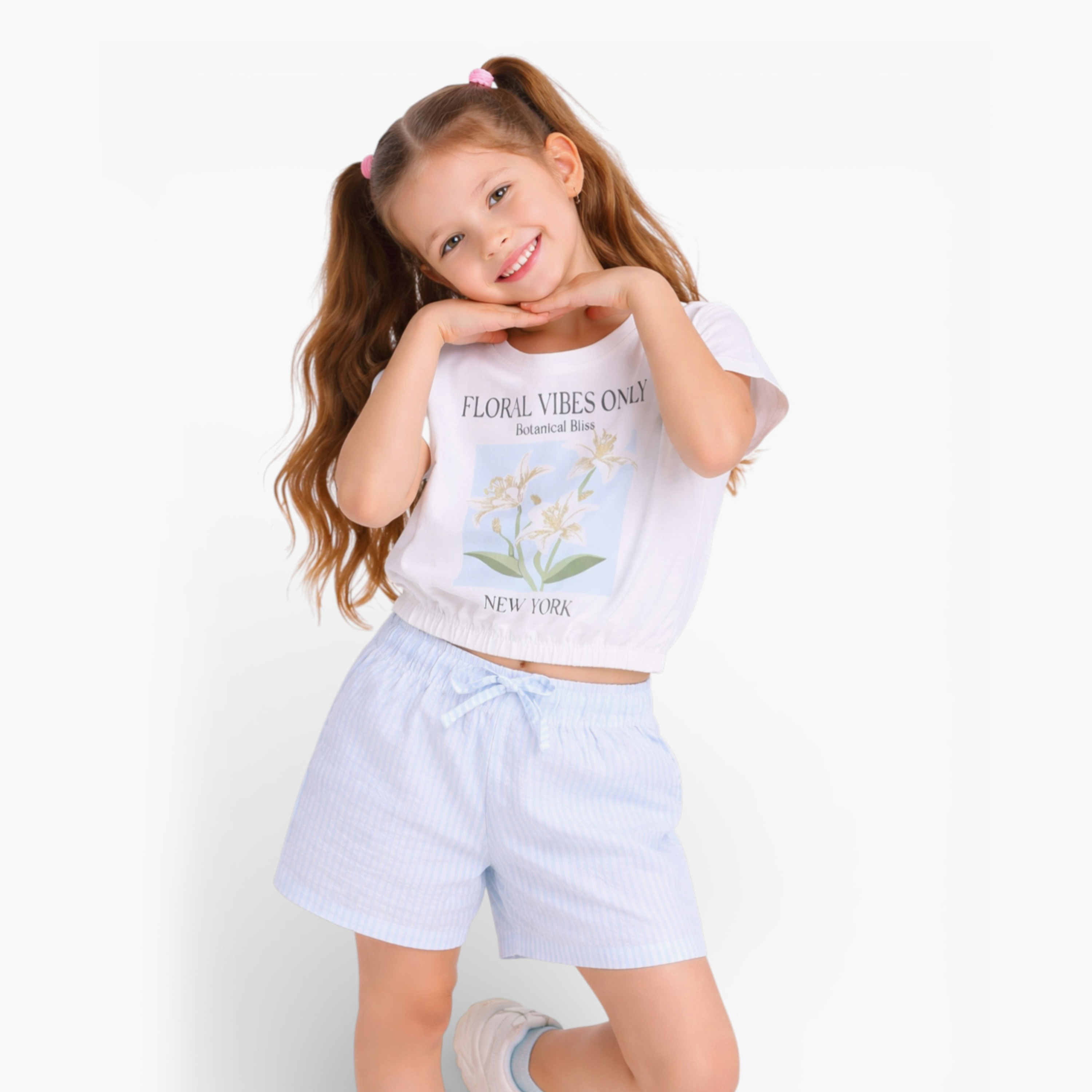 Victor and Jane Floral Graphic Boxy Tee & Stripe Shorts Set-girls-clothing-setsandcoords-image-6