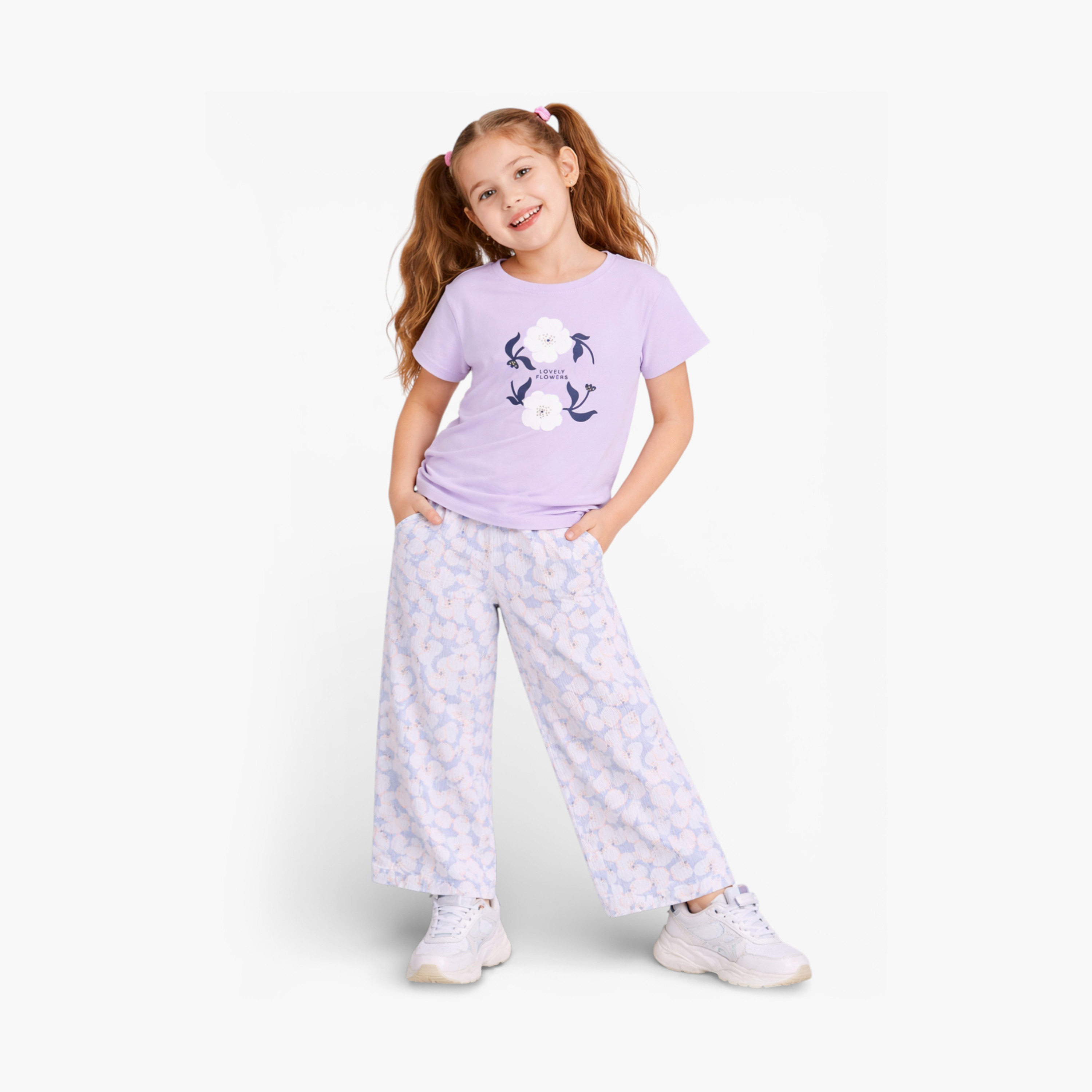 Victor and Jane 2-Piece Printed T-Shirt & Floral Pants Set-girls-clothing-setsandcoords-image-1
