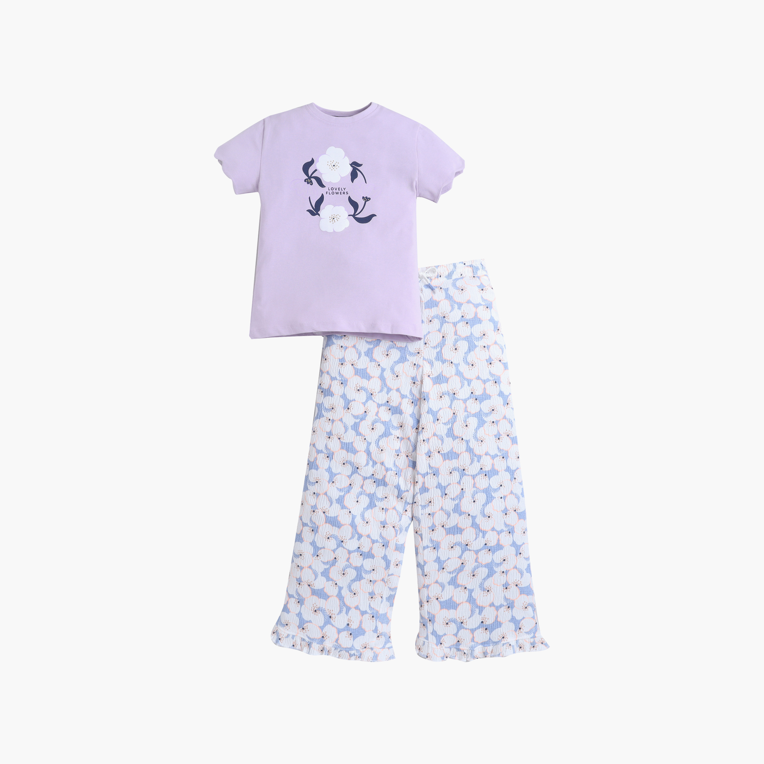 Victor and Jane 2-Piece Printed T-Shirt & Floral Pants Set-girls-clothing-setsandcoords-image-2