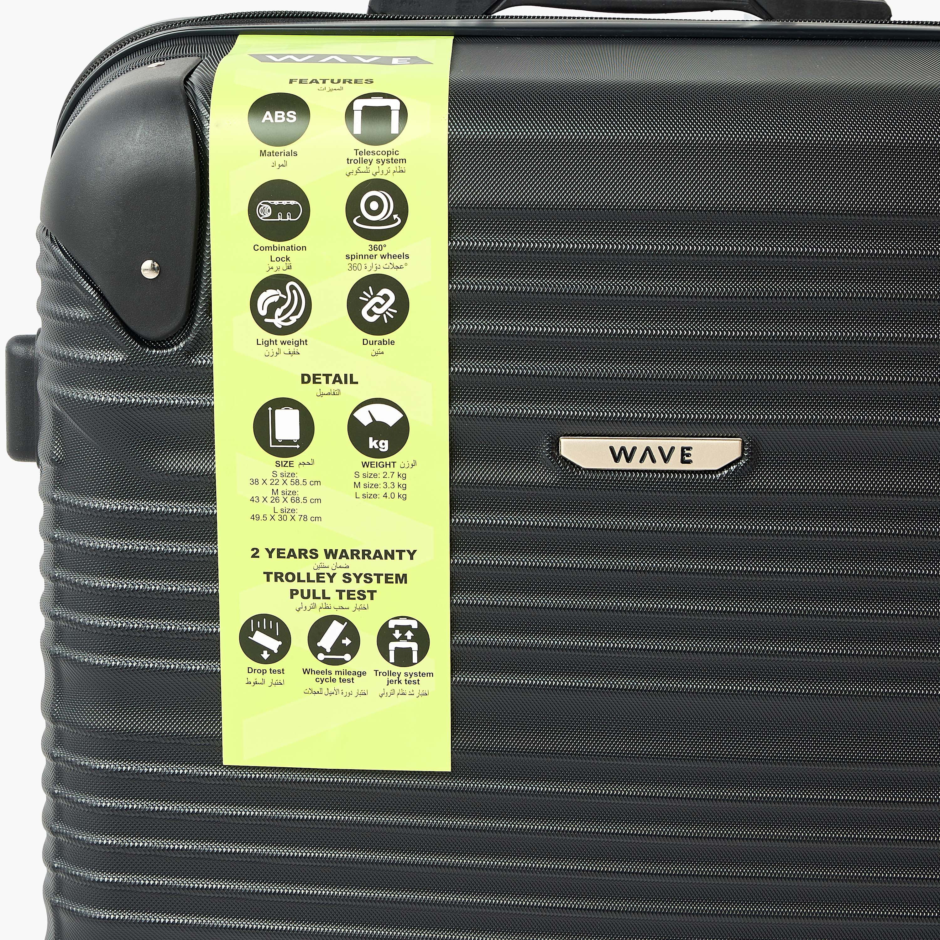 WAVE Textured Hardcase Luggage Trolley with Retractable Handle - 28 inches Check-In Bag-travel-luggagesandbags-luggage-image-7
