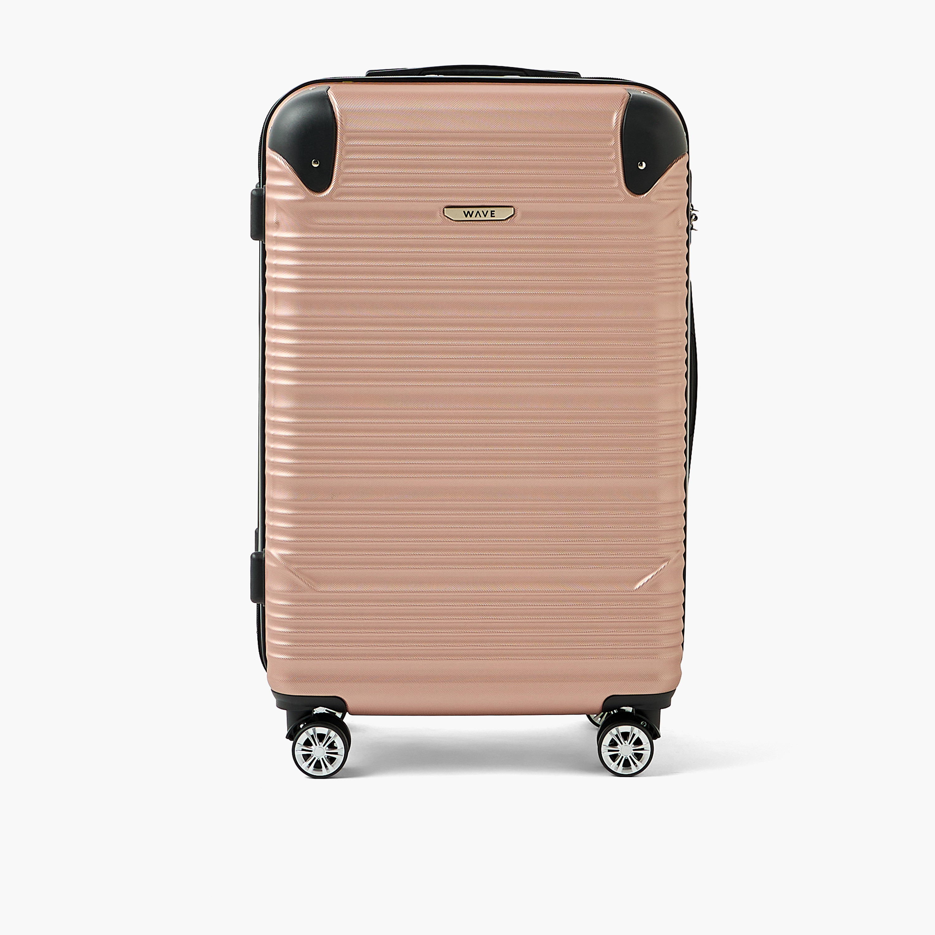 WAVE Textured Hardcase Luggage Trolley with Retractable Handle - 24 inches Check-In Bag-travel-luggagesandbags-luggage-image-2