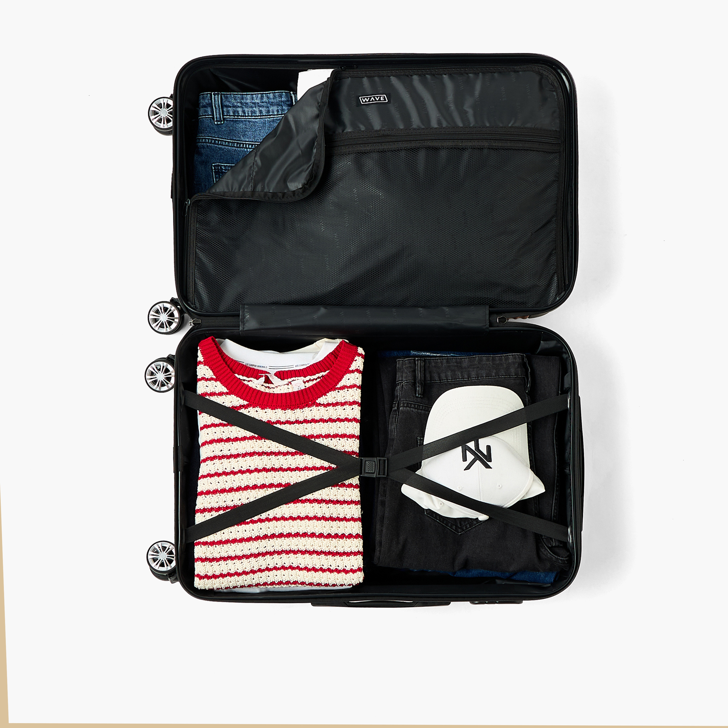 WAVE Textured Hardcase Luggage Trolley with Retractable Handle - 24 inches Check-In Bag-travel-luggagesandbags-luggage-image-9