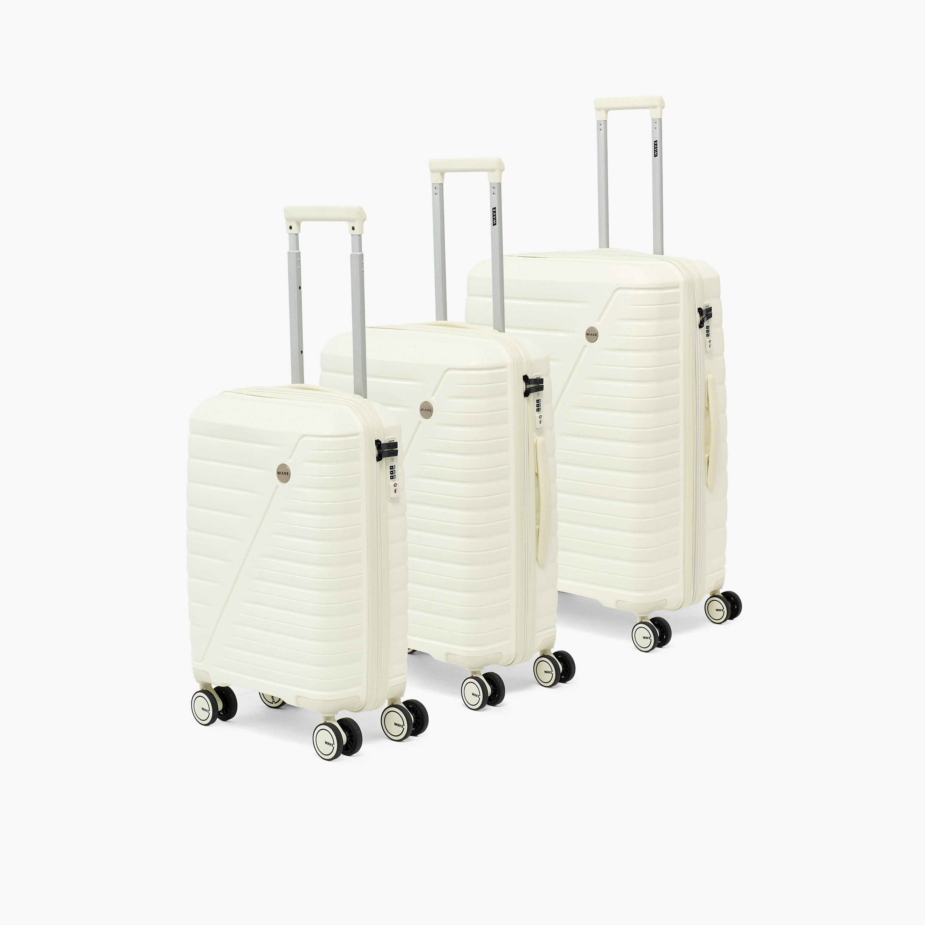 WAVE 3-Piece Textured Hardcase Luggage Trolley Set with Retractable Handle-travel-luggagesandbags-luggage-image-1