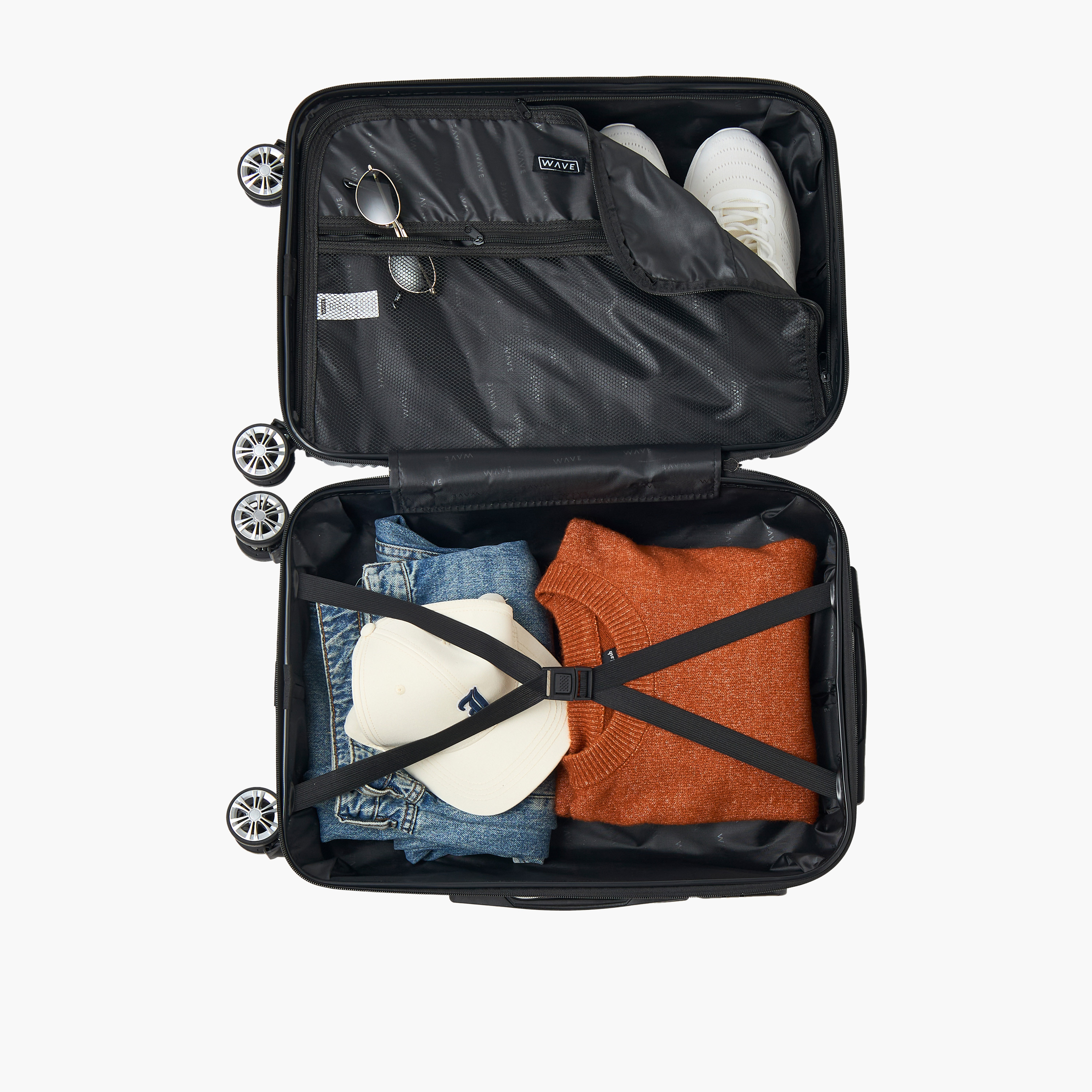 WAVE Textured Hardcase Luggage Trolley with Retractable Handle - 20 inches Cabin Bag-travel-luggagesandbags-luggage-image-8