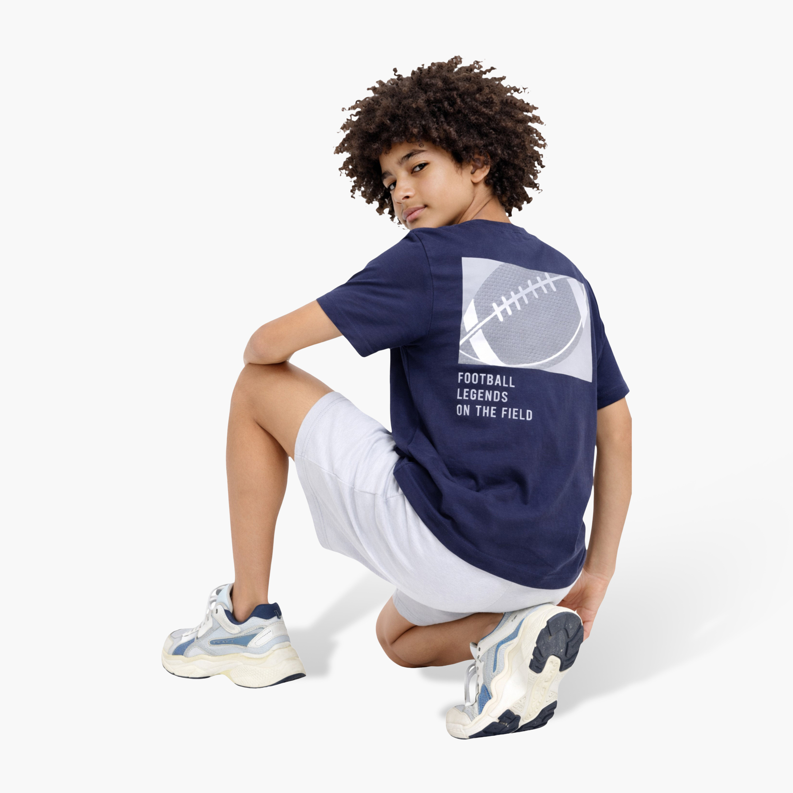 Victor and Jane Football Graphic T-Shirt & Light Blue Denim Shorts Set-boys-clothing-setsandcoords-image-4