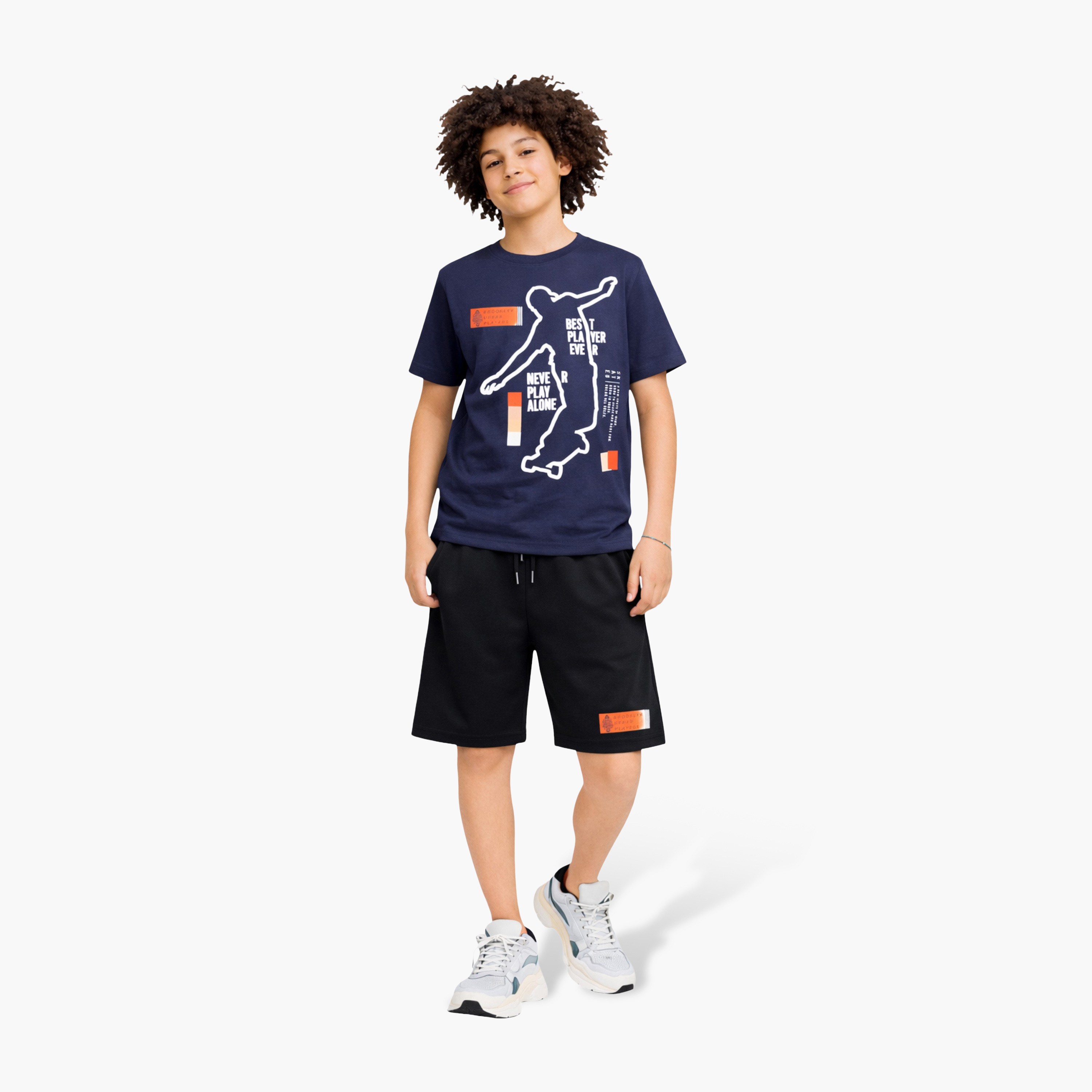 Victor and Jane Skater Graphic T-Shirt & Black Shorts Set-boys-clothing-setsandcoords-image-1