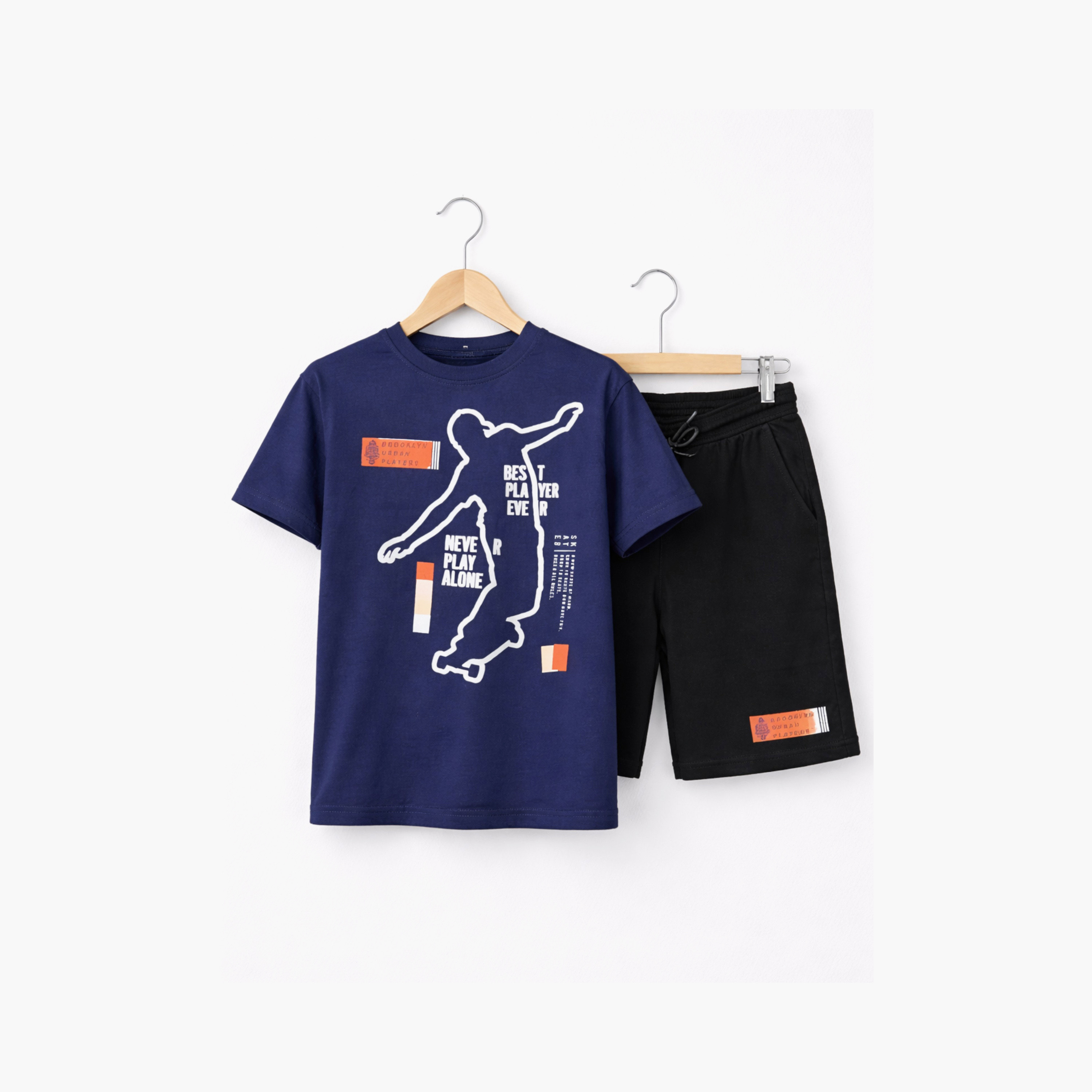Victor and Jane Skater Graphic T-Shirt & Black Shorts Set-boys-clothing-setsandcoords-image-4