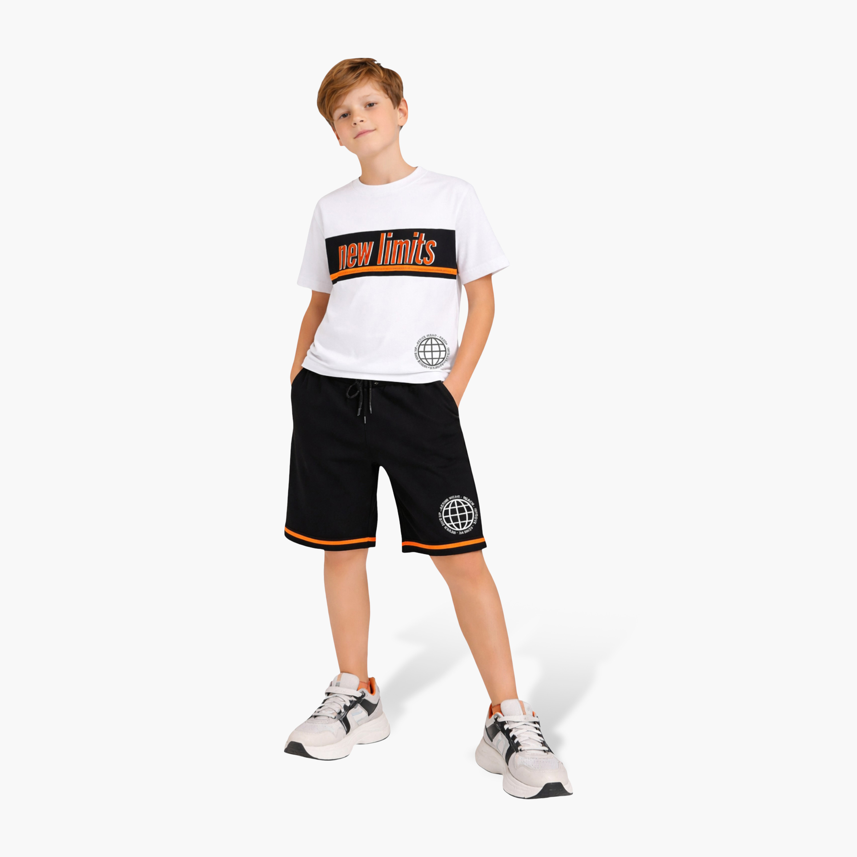 Victor and Jane Half Sleeves New Limits Printed T-Shirt & Shorts Set-boys-clothing-setsandcoords-image-1