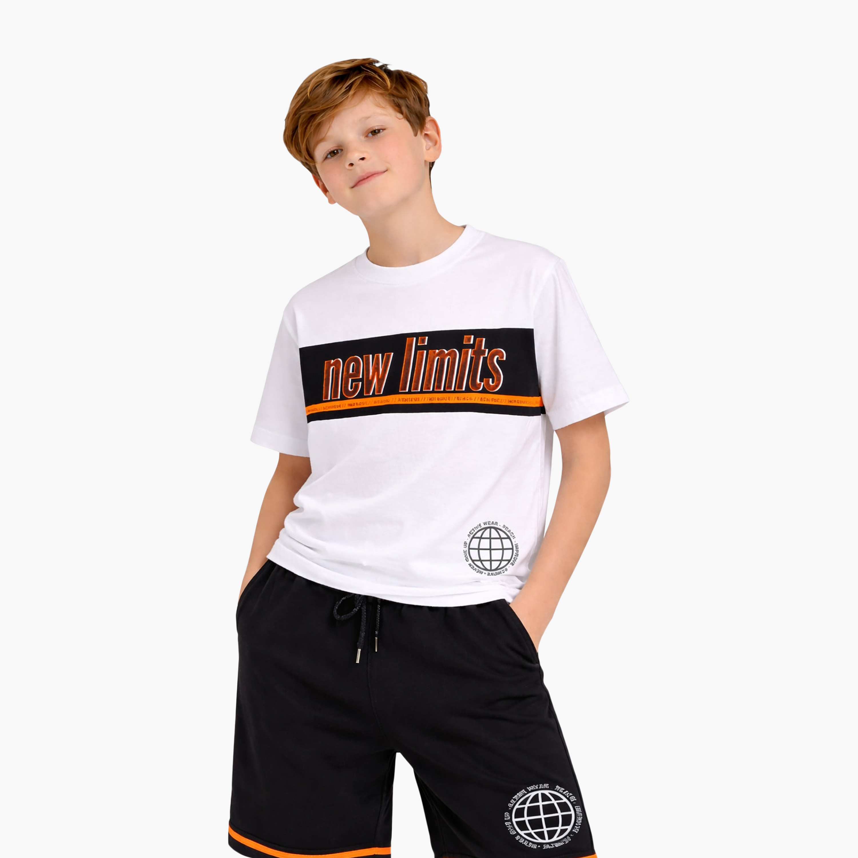 Victor and Jane Half Sleeves New Limits Printed T-Shirt & Shorts Set-boys-clothing-setsandcoords-image-2