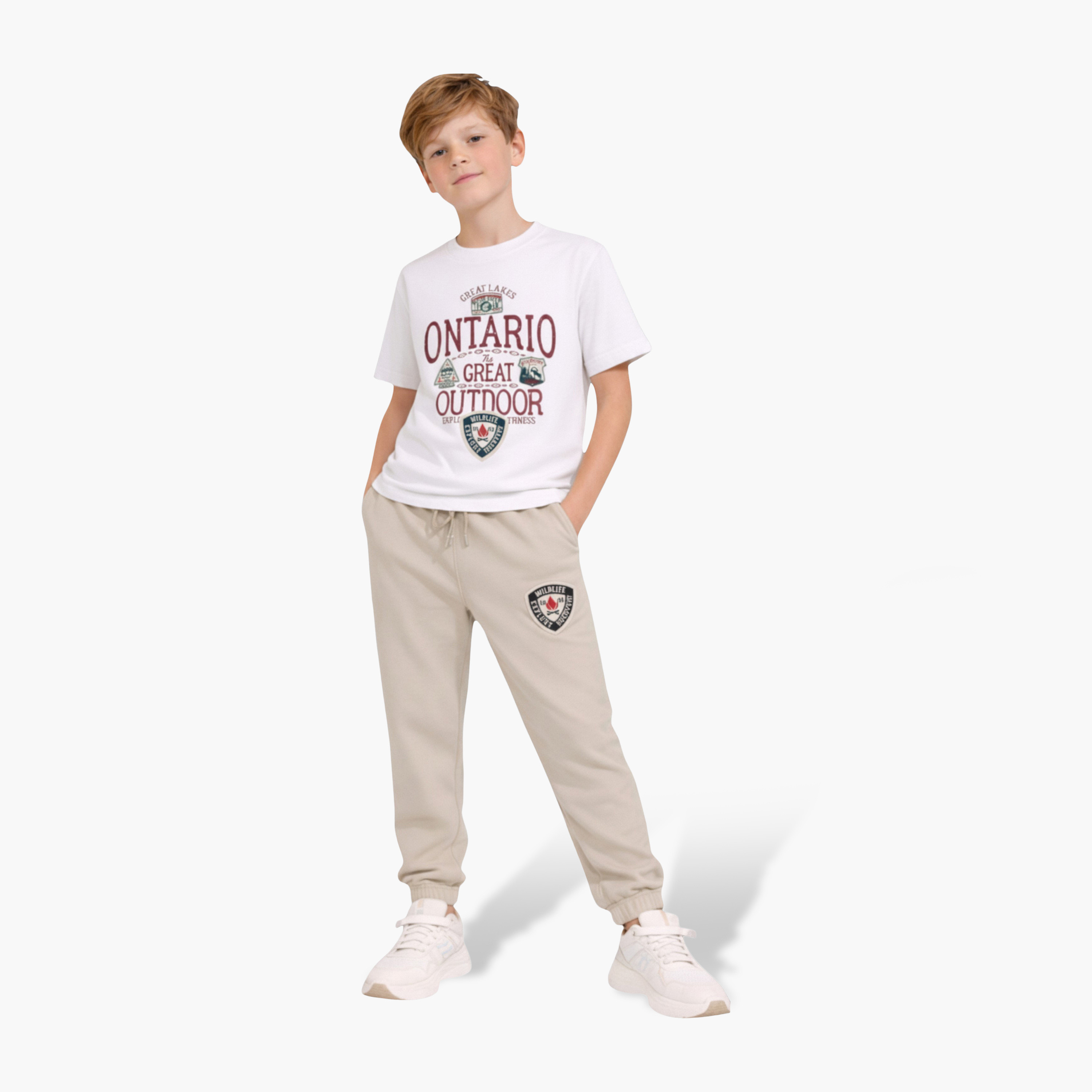طقم تي شيرت "Ontario Club Player" وبنطلون رياضي (جوغر) زيتوني من فيكتور آند جين-boys-clothing-setsandcoords-image-1