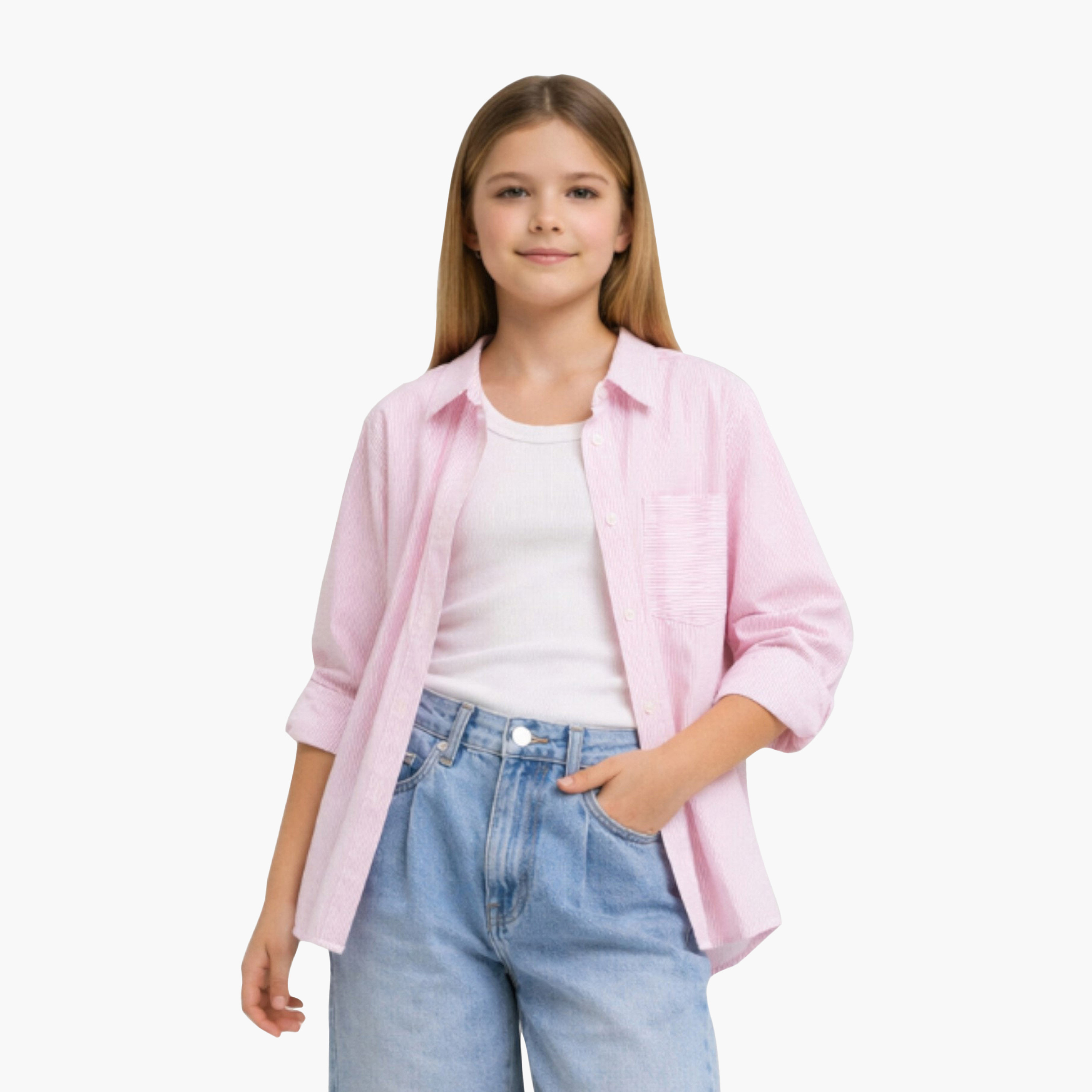 Victor and Jane Cotton Oversized Striped Shirt-girls-clothing-blousesandshirts-image-1
