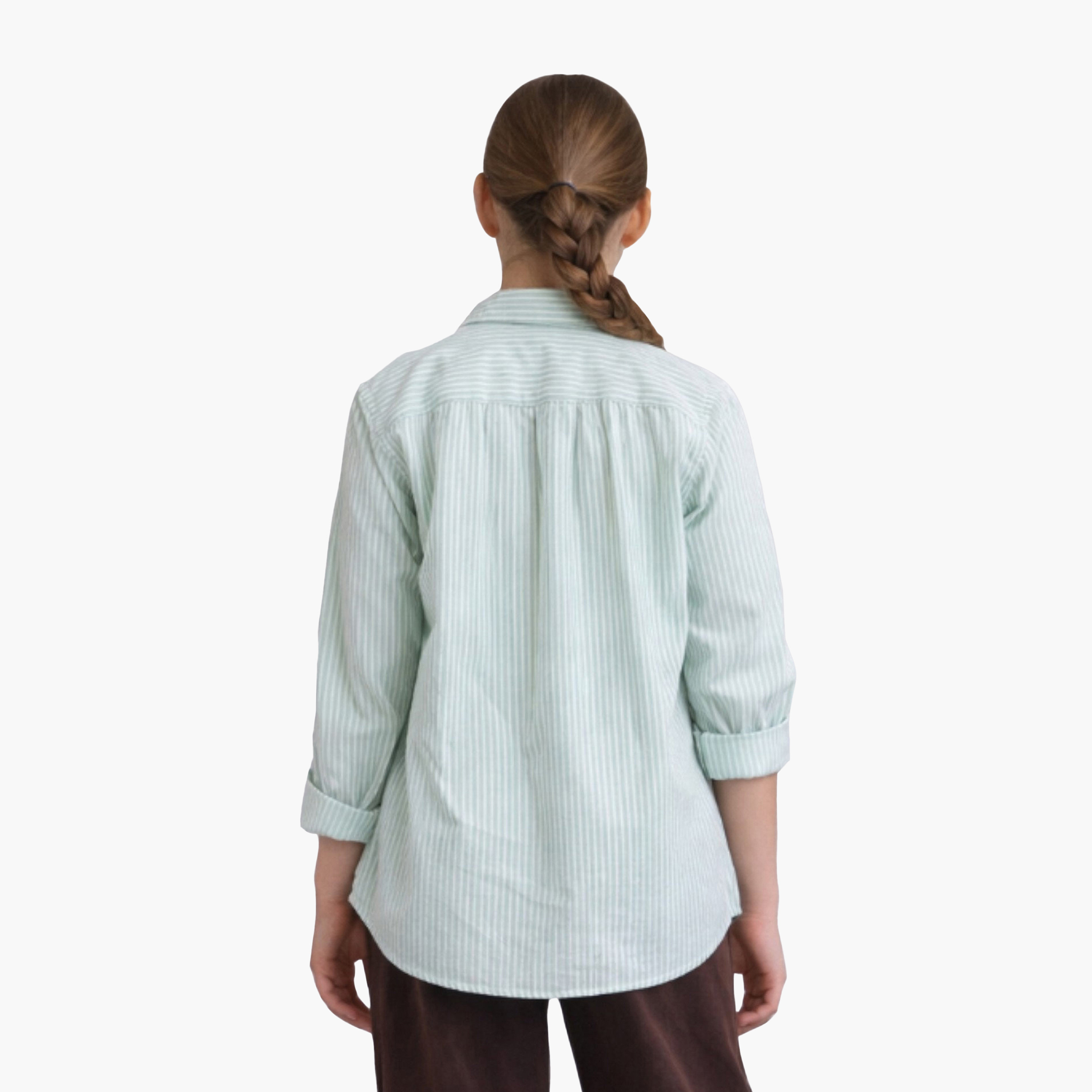 قميص قطني مخطط بقصة فضفاضة من فيكتور آند جين-girls-clothing-blousesandshirts-image-3