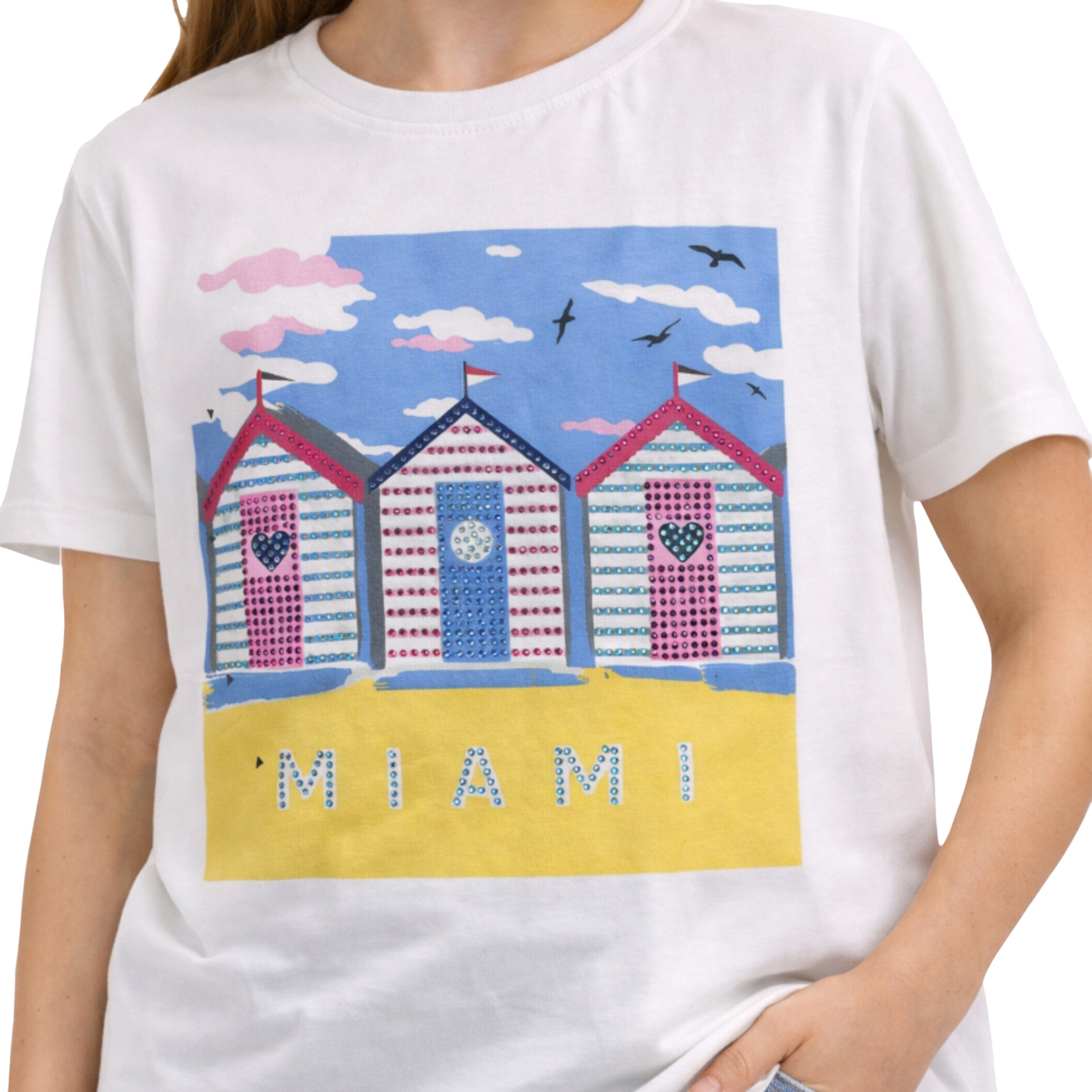 تيشيرت بأكمام قصيرة مزين بطبعة ميامي غرافيك من فيكتور أند جين-girls-clothing-tshirts-image-4