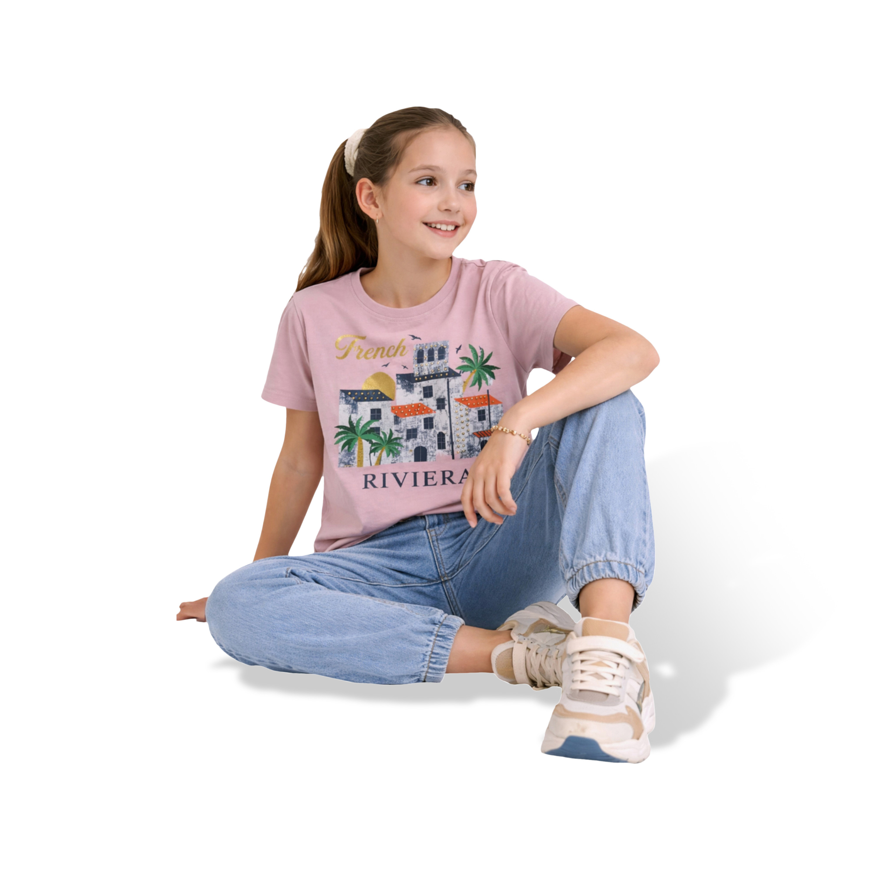 تيشيرت بأكمام قصيرة مزين بطبعة فرينش ريفييرا من فيكتور أند جين-girls-clothing-tshirts-image-4