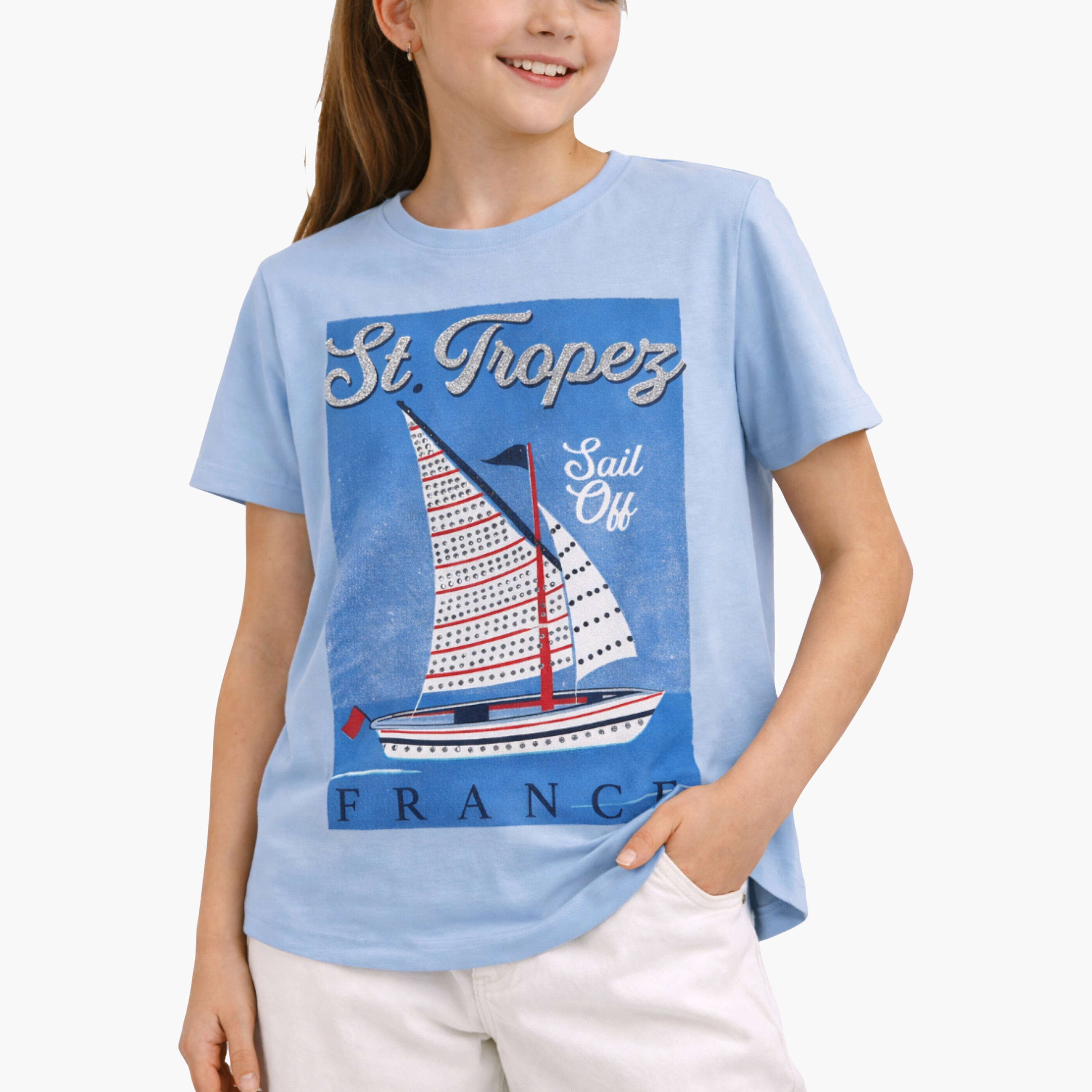 Victor and Jane Short Sleeves St.Tropez France Embellished T-Shirt-girls-clothing-tshirts-image-4