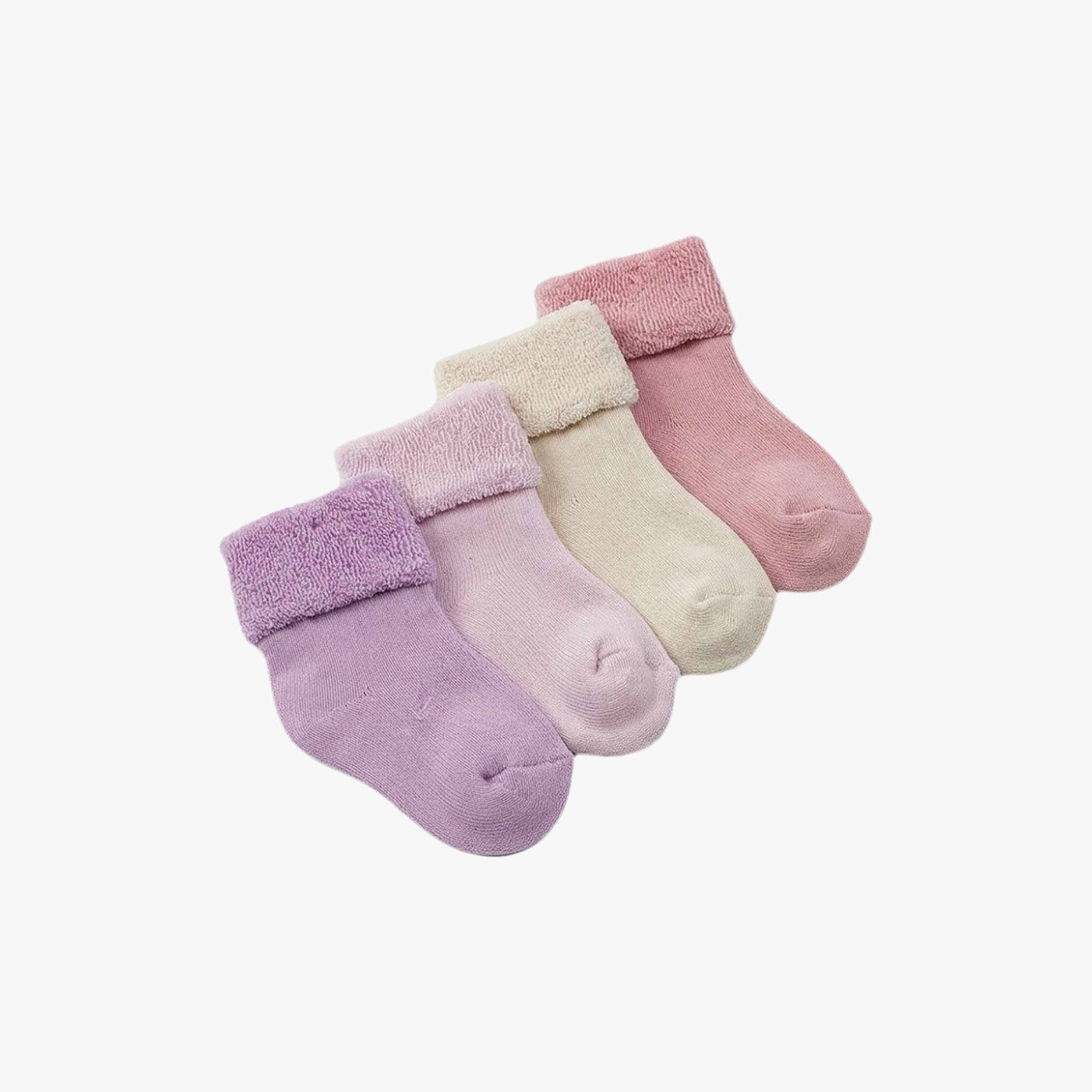 طقم جوارب قطنية مسامية بحافة ملفوفة 4 أزواج من فيكتور آند جين-girls-accessories-socks-image-1