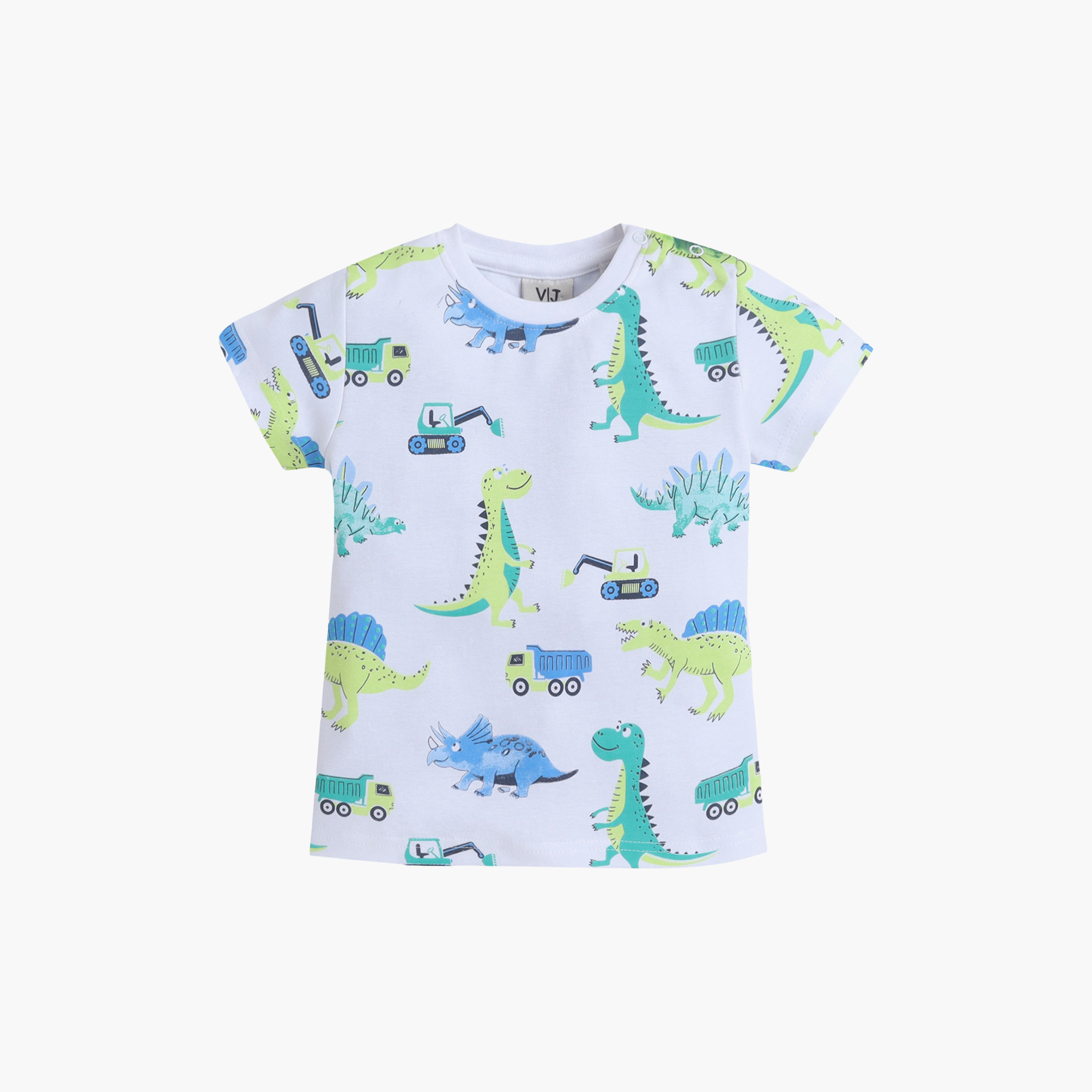 طقم تي شيرت قطني وشورت بطبعة ديناصور من فيكتور آند جين-boys-clothing-setsandcoords-image-2