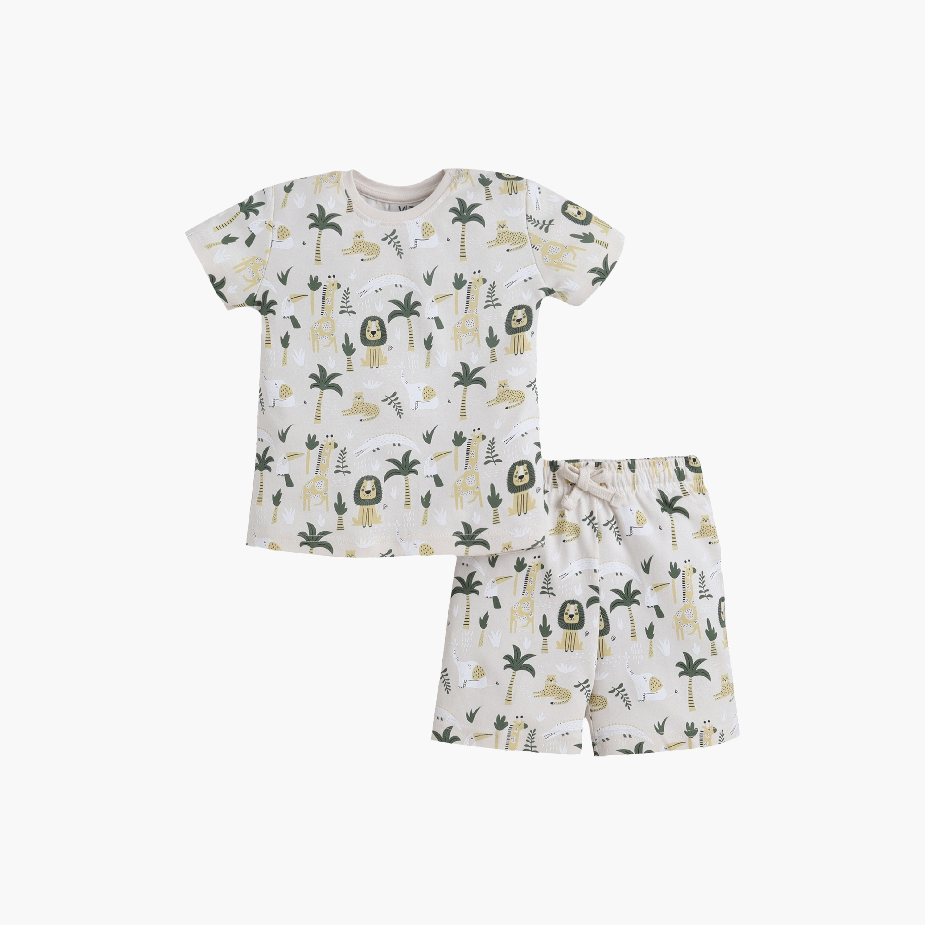 طقم تي شيرت قطني وشورت بطبعة سفاري من فيكتور آند جين-boys-clothing-setsandcoords-image-1