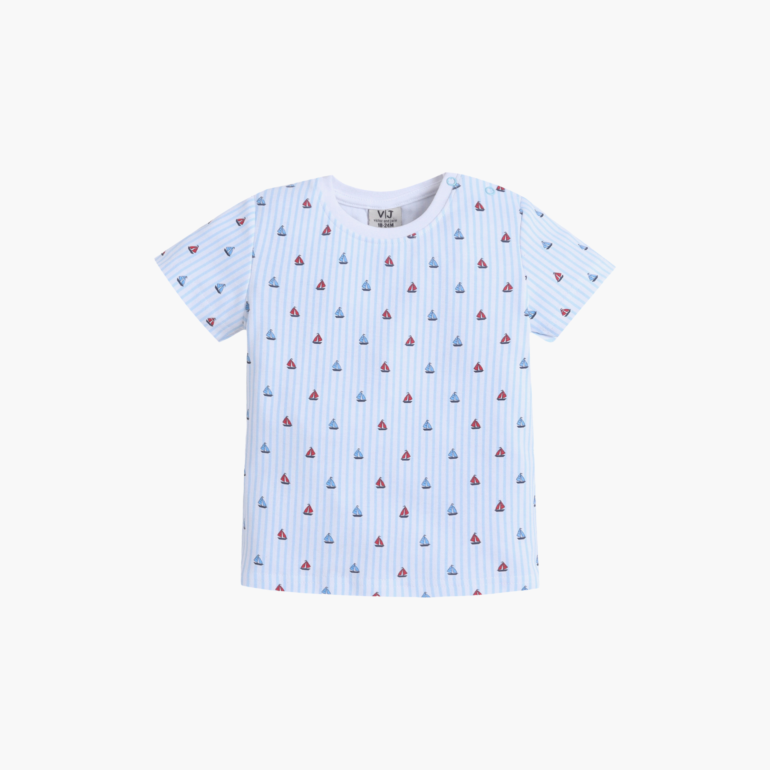 طقم تي شيرت قطني وشورت بطبعة رياضية من فيكتور آند جين-boys-clothing-setsandcoords-image-2