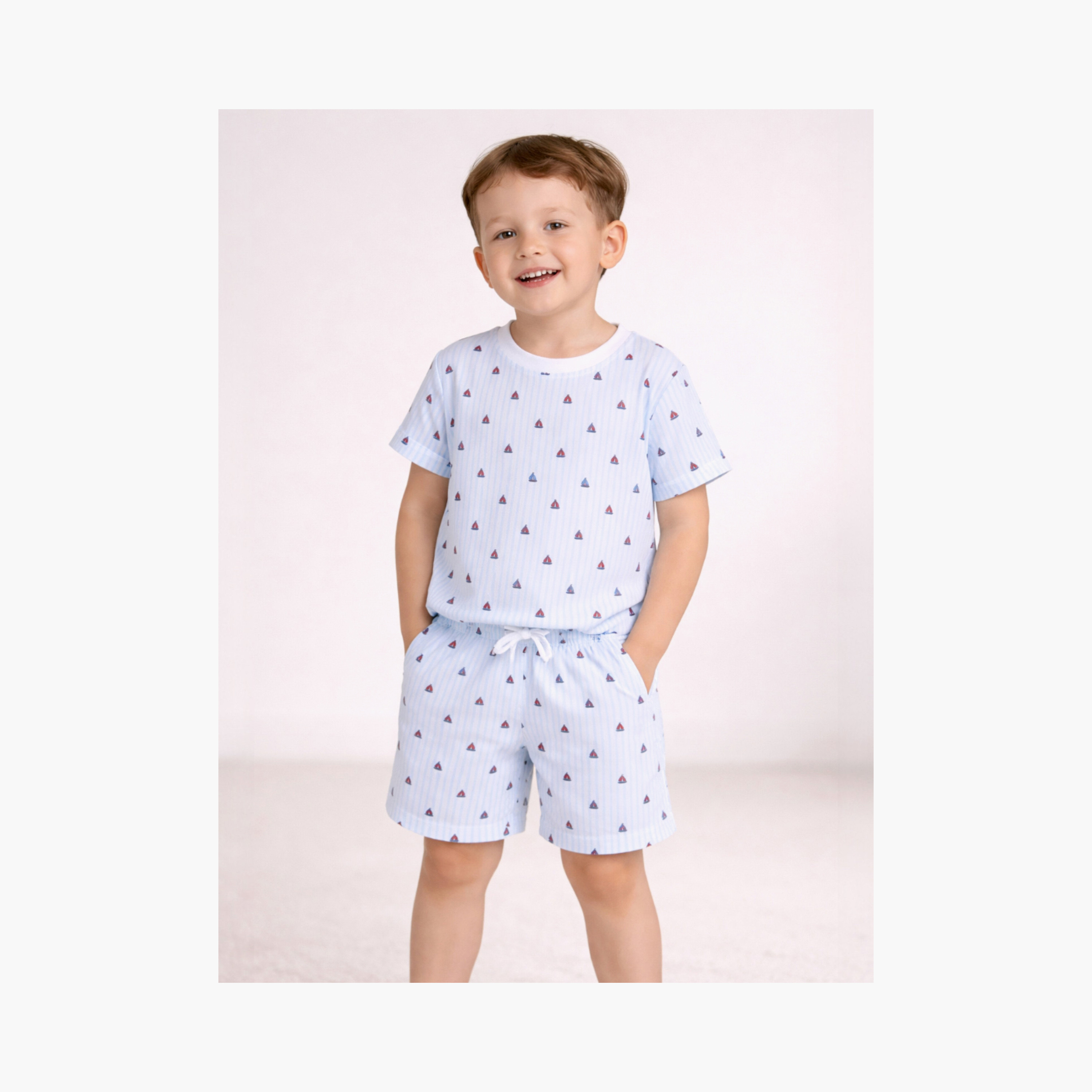 طقم تي شيرت قطني وشورت بطبعة رياضية من فيكتور آند جين-boys-clothing-setsandcoords-image-4