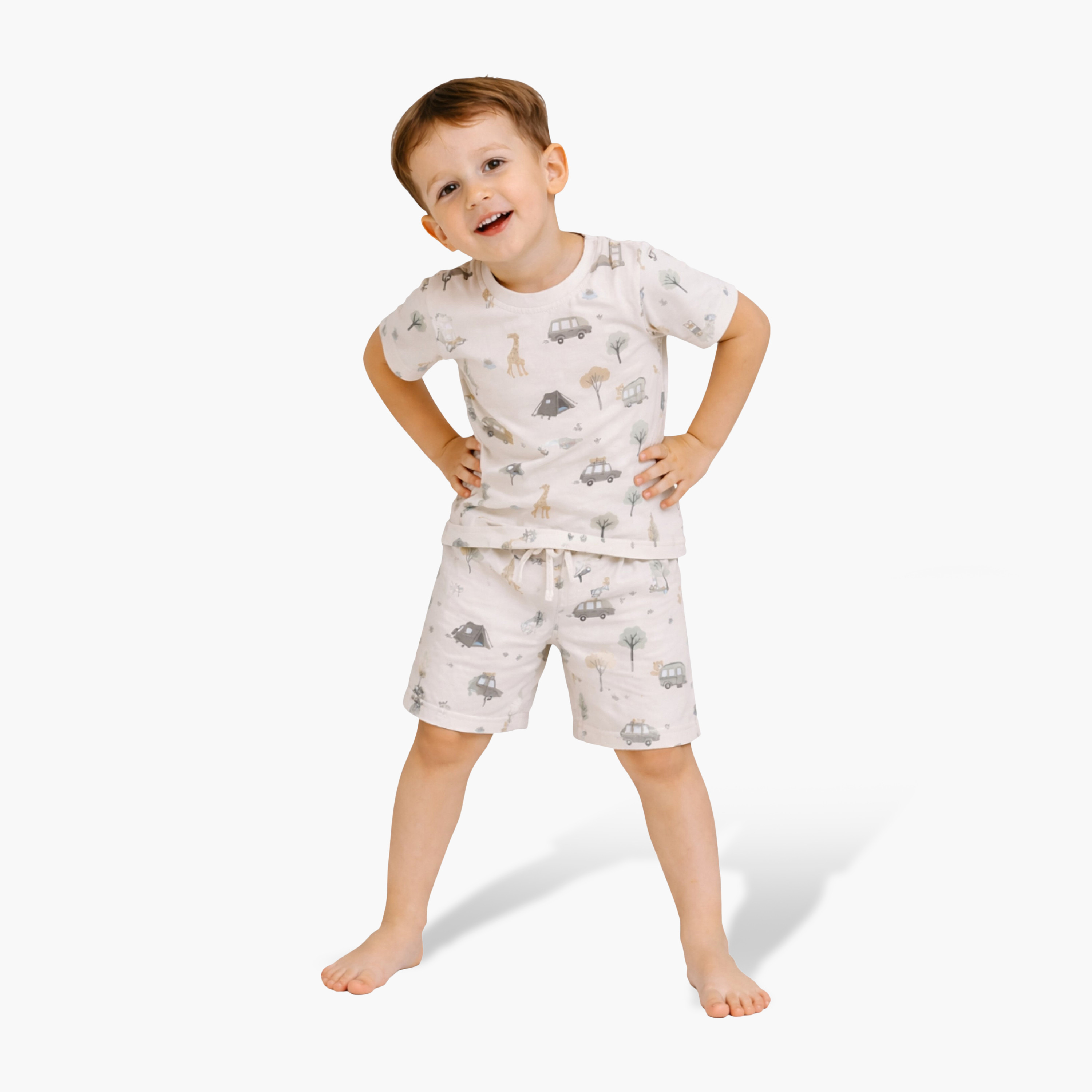 Victor and Jane Animal Printed Cotton T-Shirt & Shorts Set-boys-clothing-setsandcoords-image-1